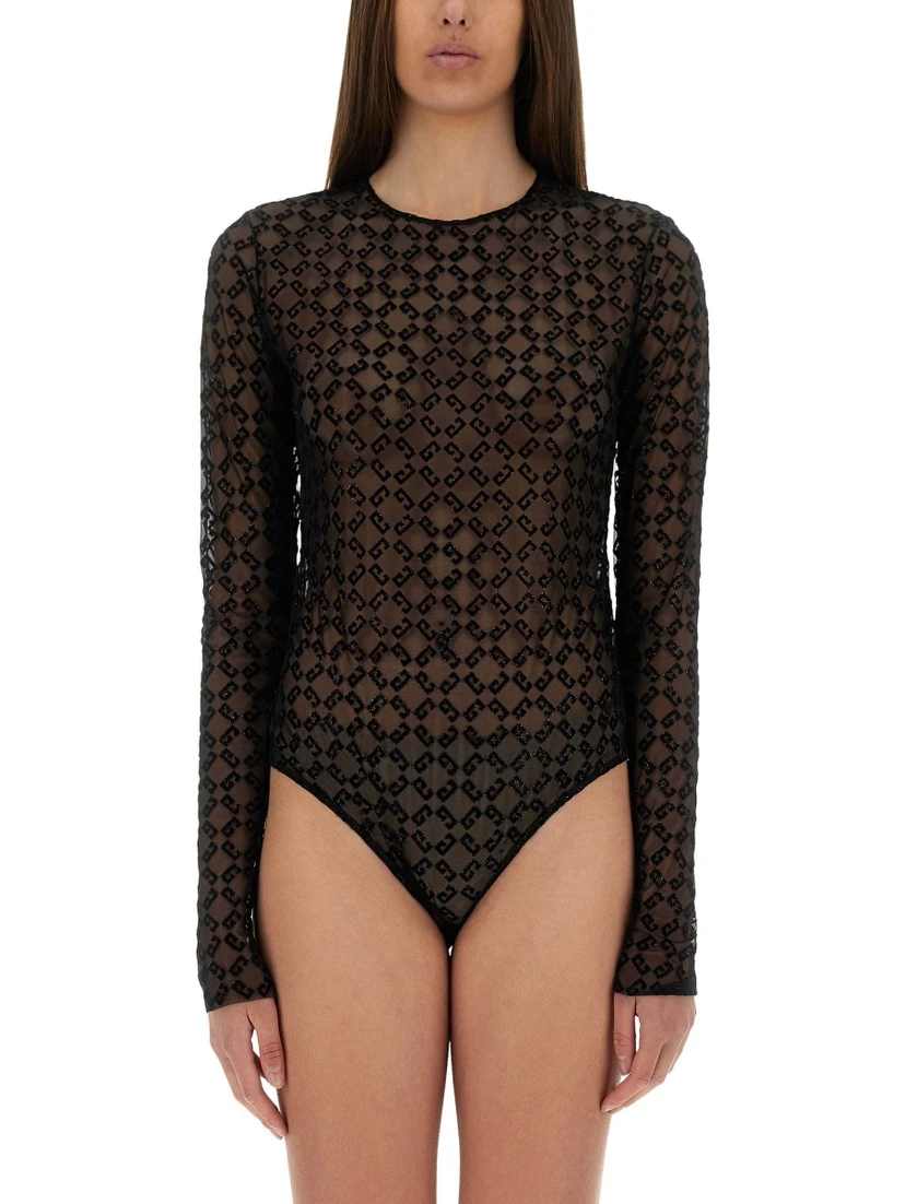 MONOGRAM TULLE BODYSUIT