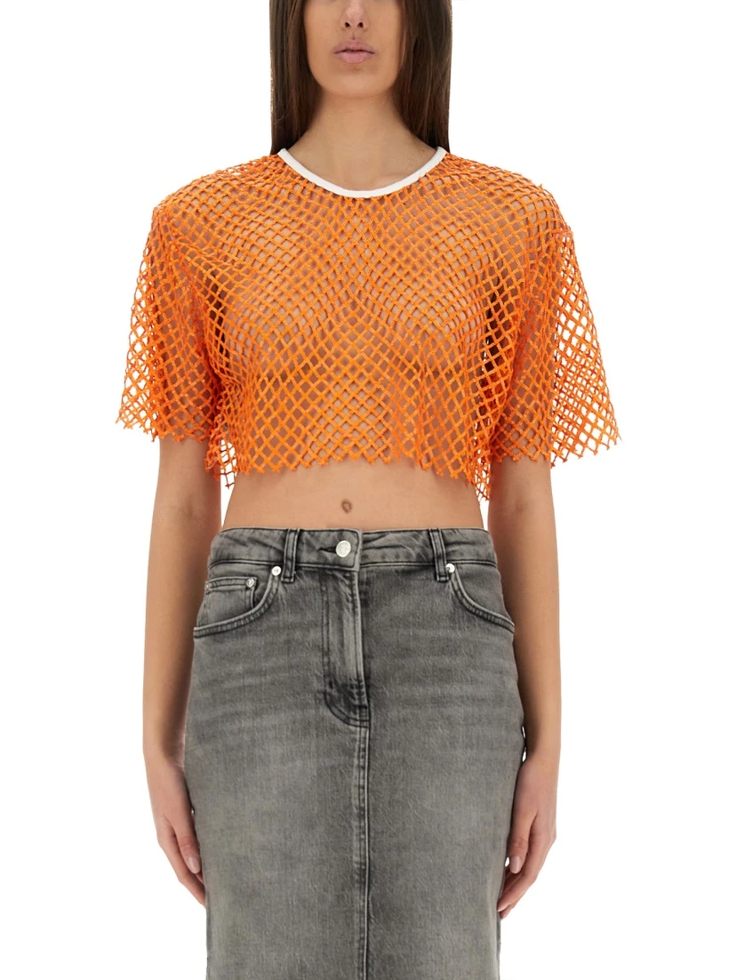 CROPPED MESH TOP