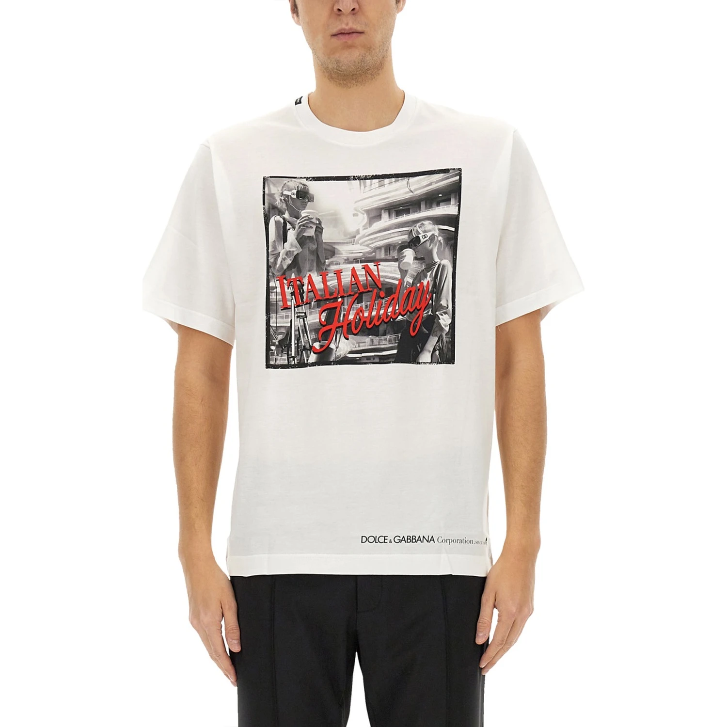 COTTON T-SHIRT WITH "ITALIAN HOLIDAY" PRINT