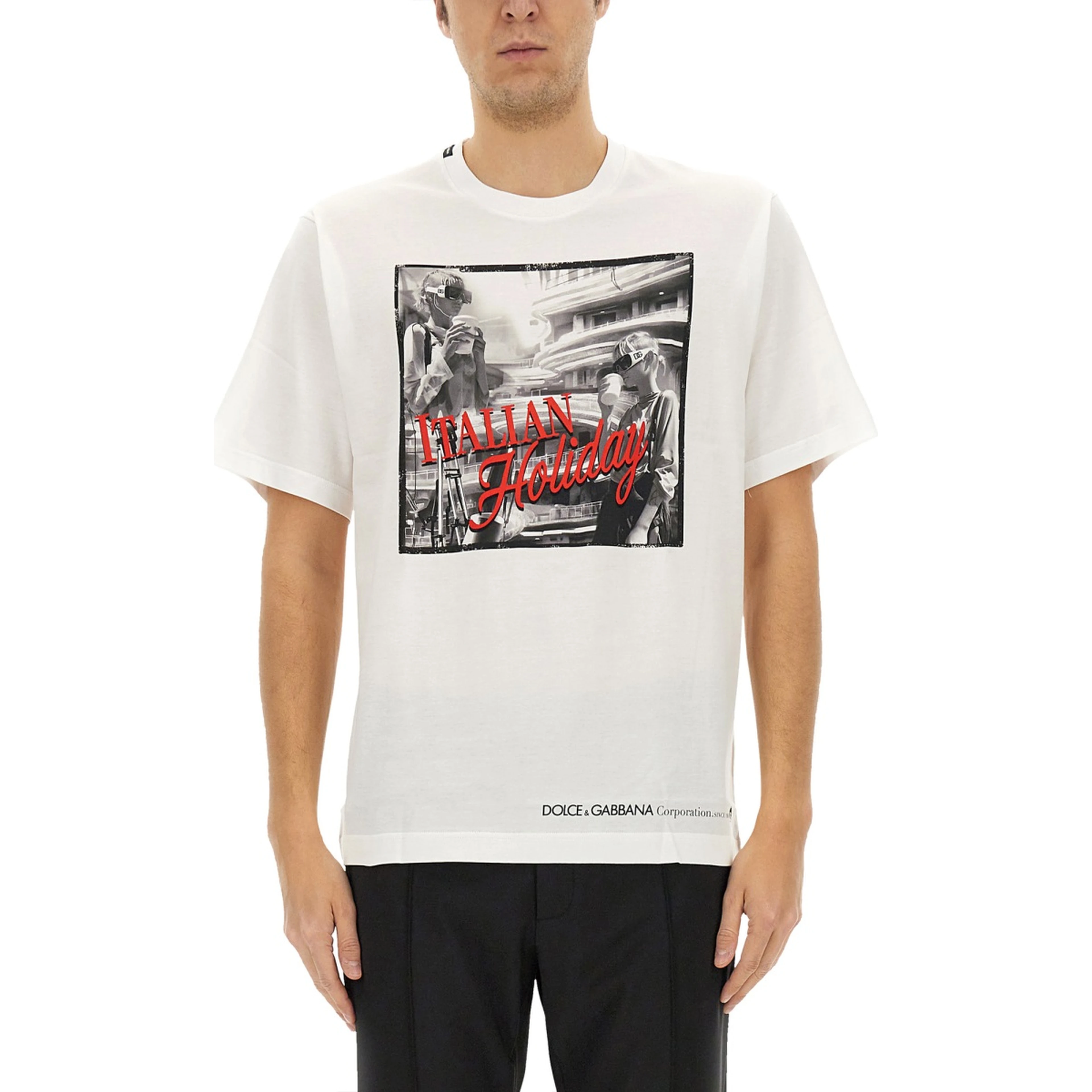 COTTON T-SHIRT WITH "ITALIAN HOLIDAY" PRINT