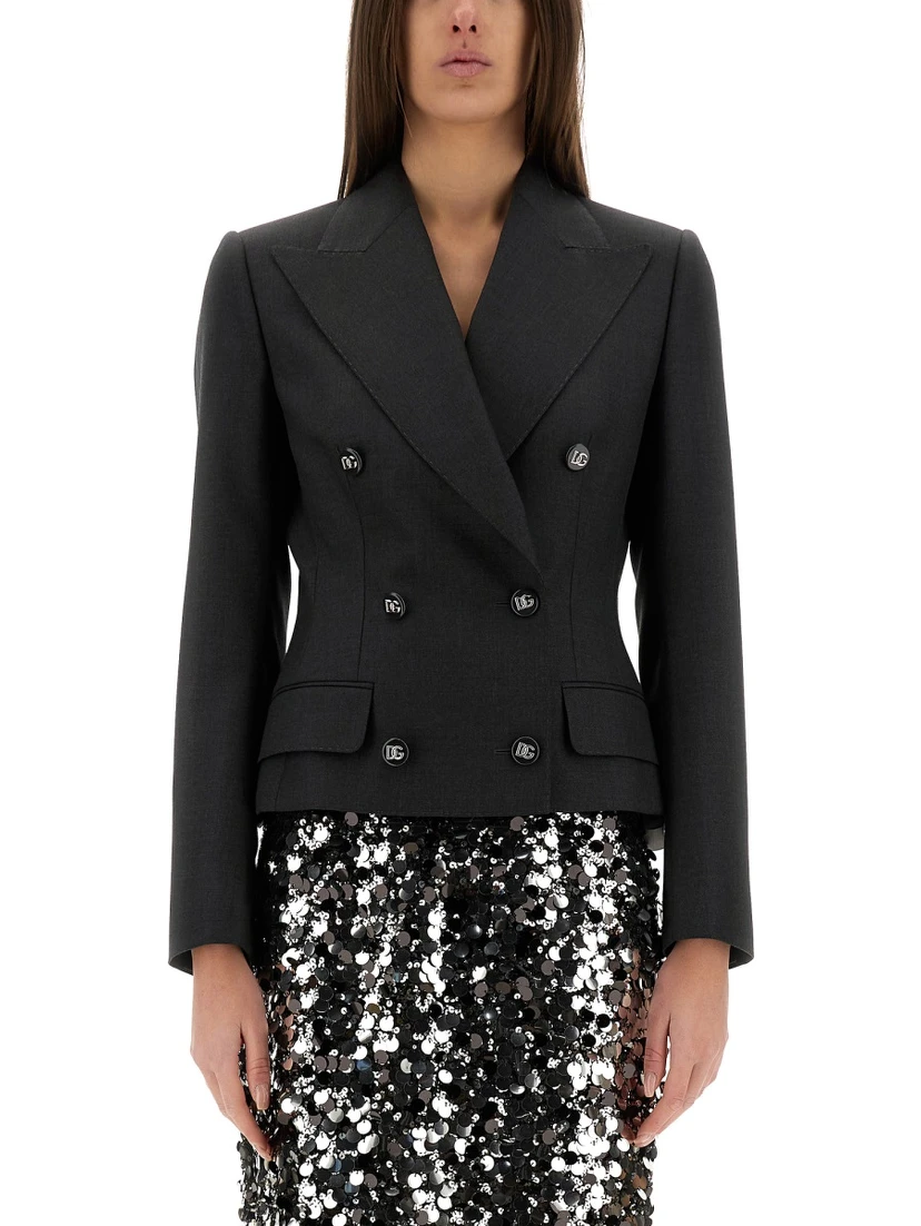 DOLCE DOUBLE-BREASTED JACKET WITH DG LOGO BUTTONS