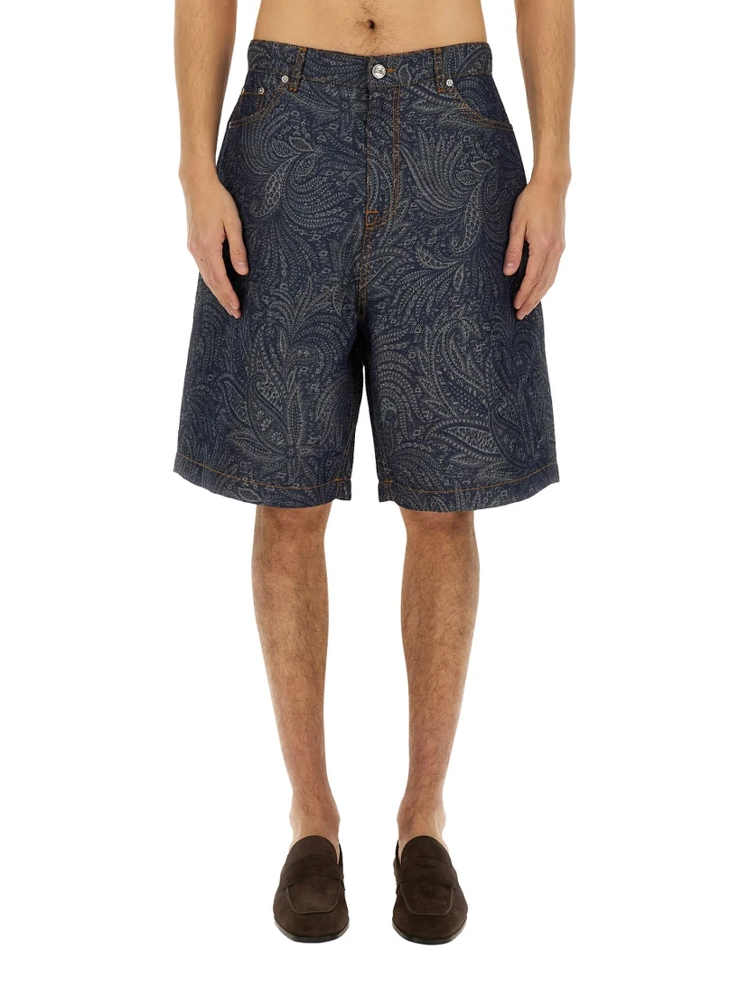 JACQUARD DENIM BERMUDA SHORTS