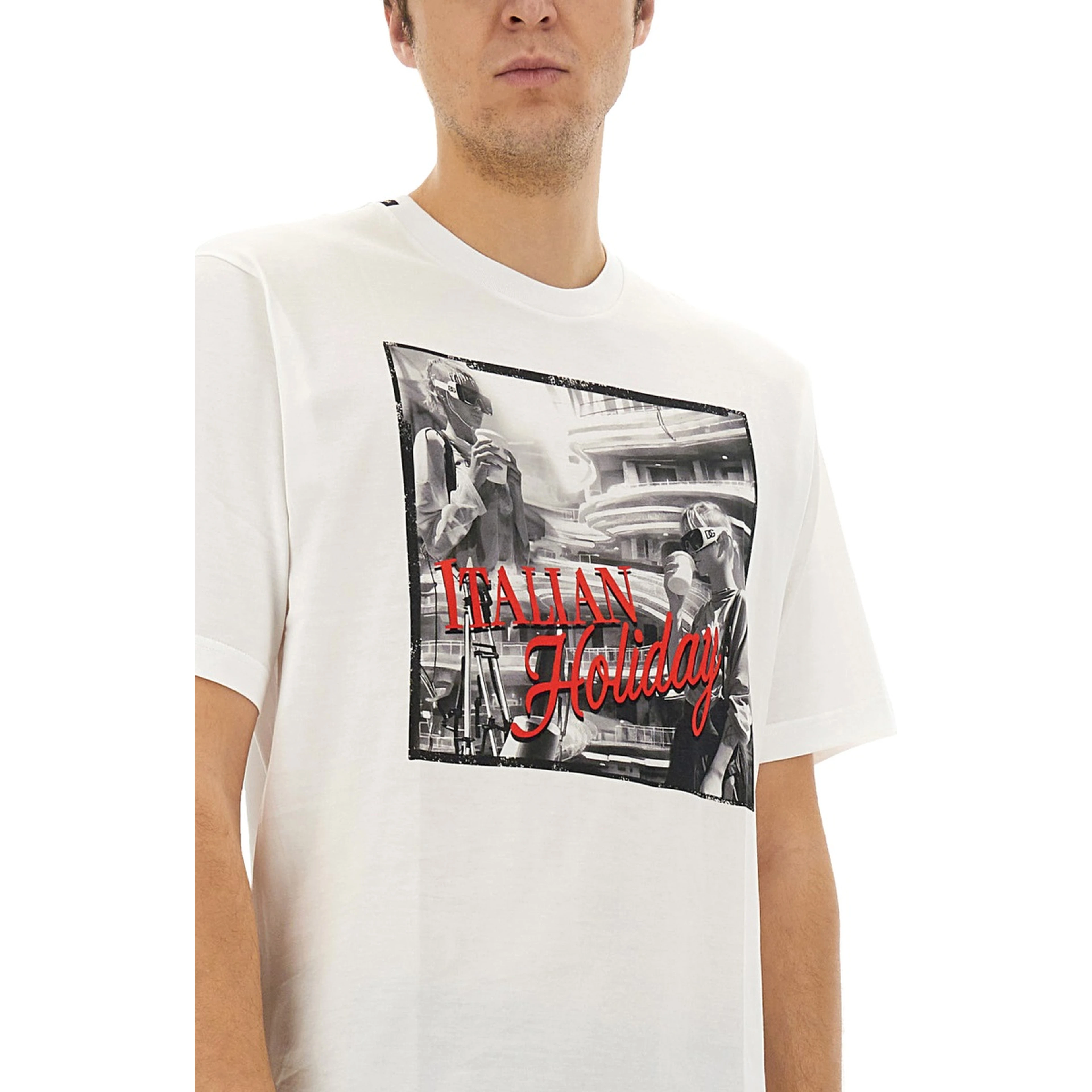 COTTON T-SHIRT WITH "ITALIAN HOLIDAY" PRINT