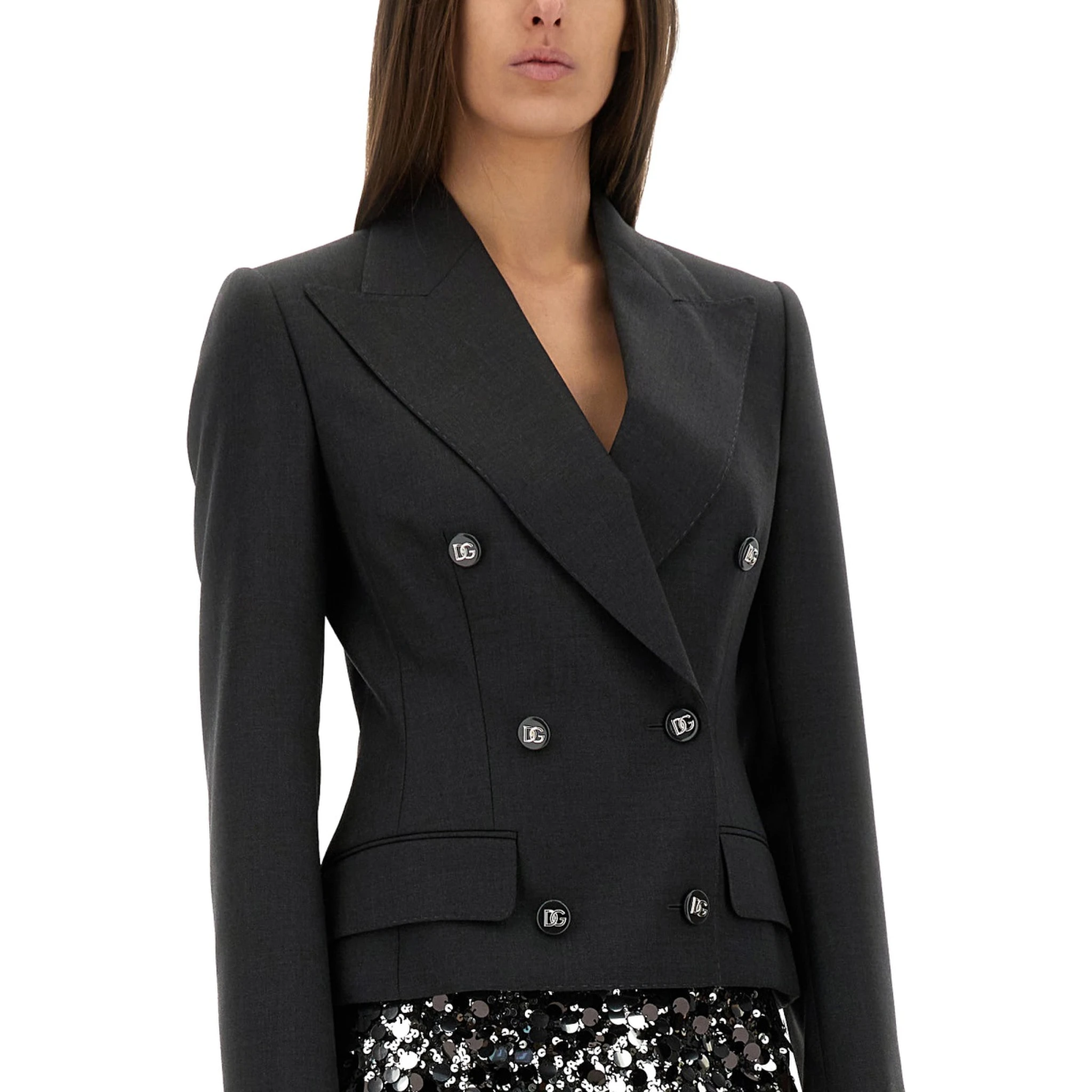 DOLCE DOUBLE-BREASTED JACKET WITH DG LOGO BUTTONS