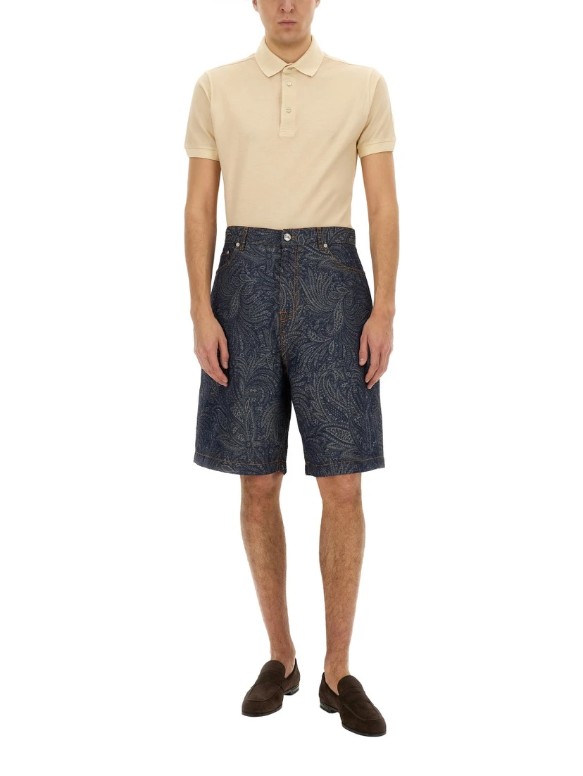 JACQUARD DENIM BERMUDA SHORTS