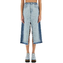 DENIM SKIRT WITH CONTRASTING PANEL