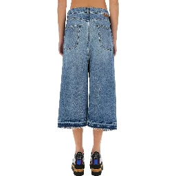 DENIM SKIRT WITH CONTRASTING PANEL