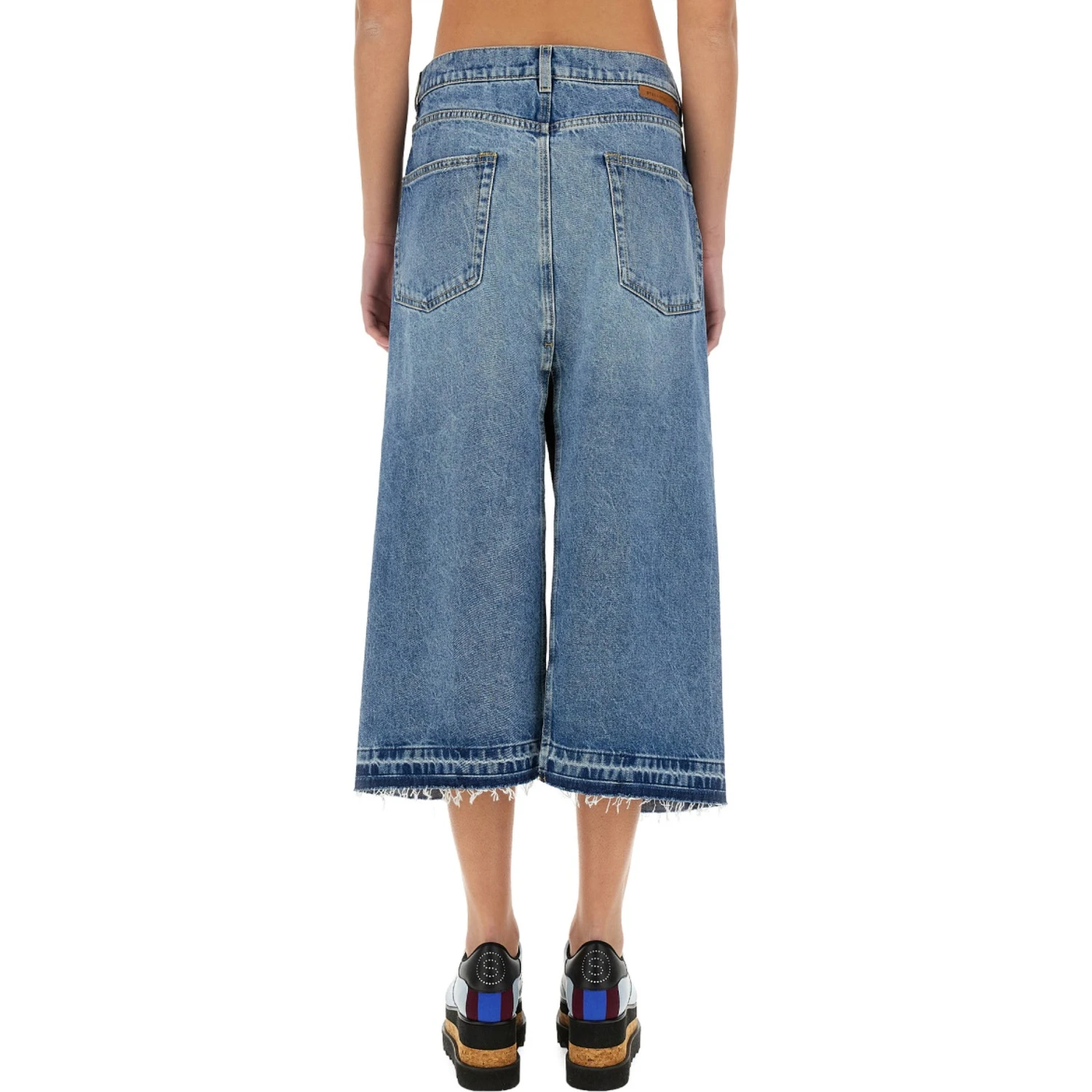 DENIM SKIRT WITH CONTRASTING PANEL