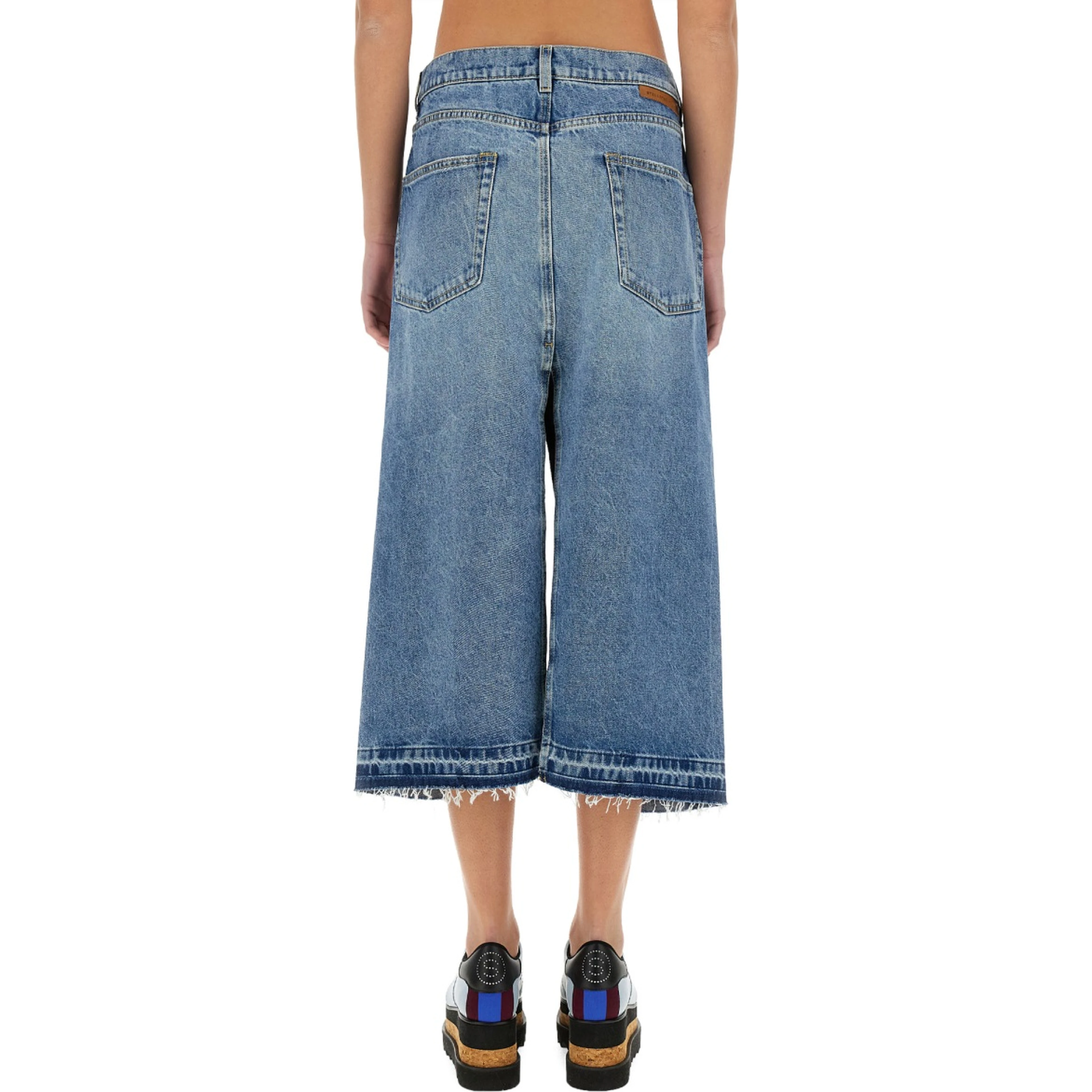 DENIM SKIRT WITH CONTRASTING PANEL