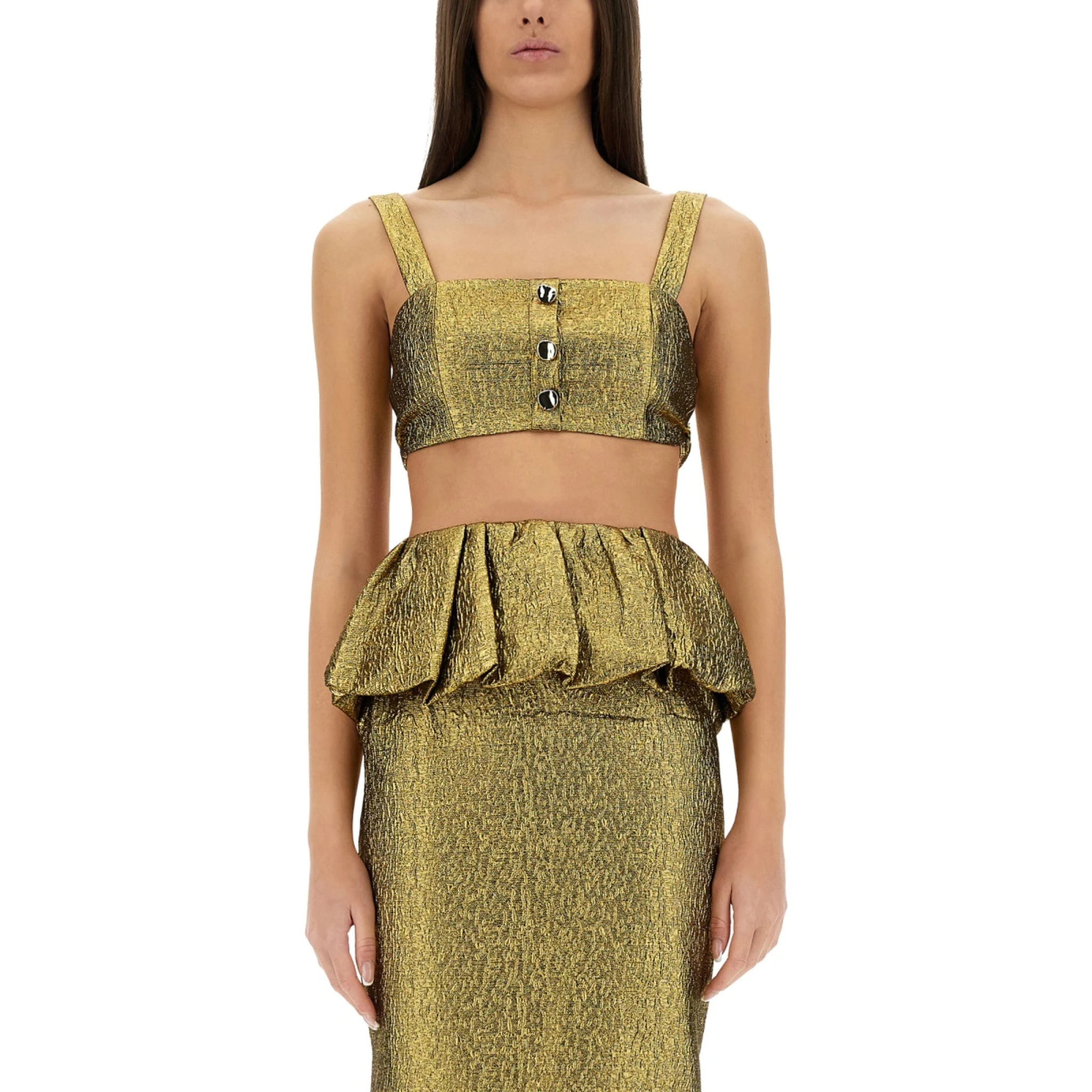 METALLIC JACQUARD CROP TOP