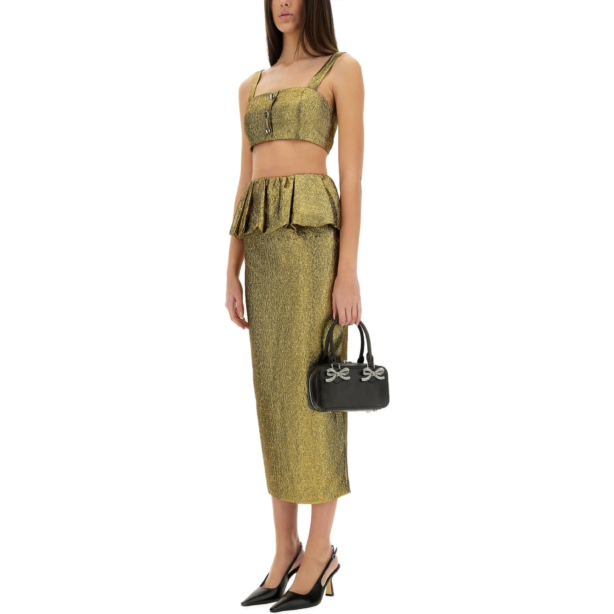 METALLIC JACQUARD CROP TOP