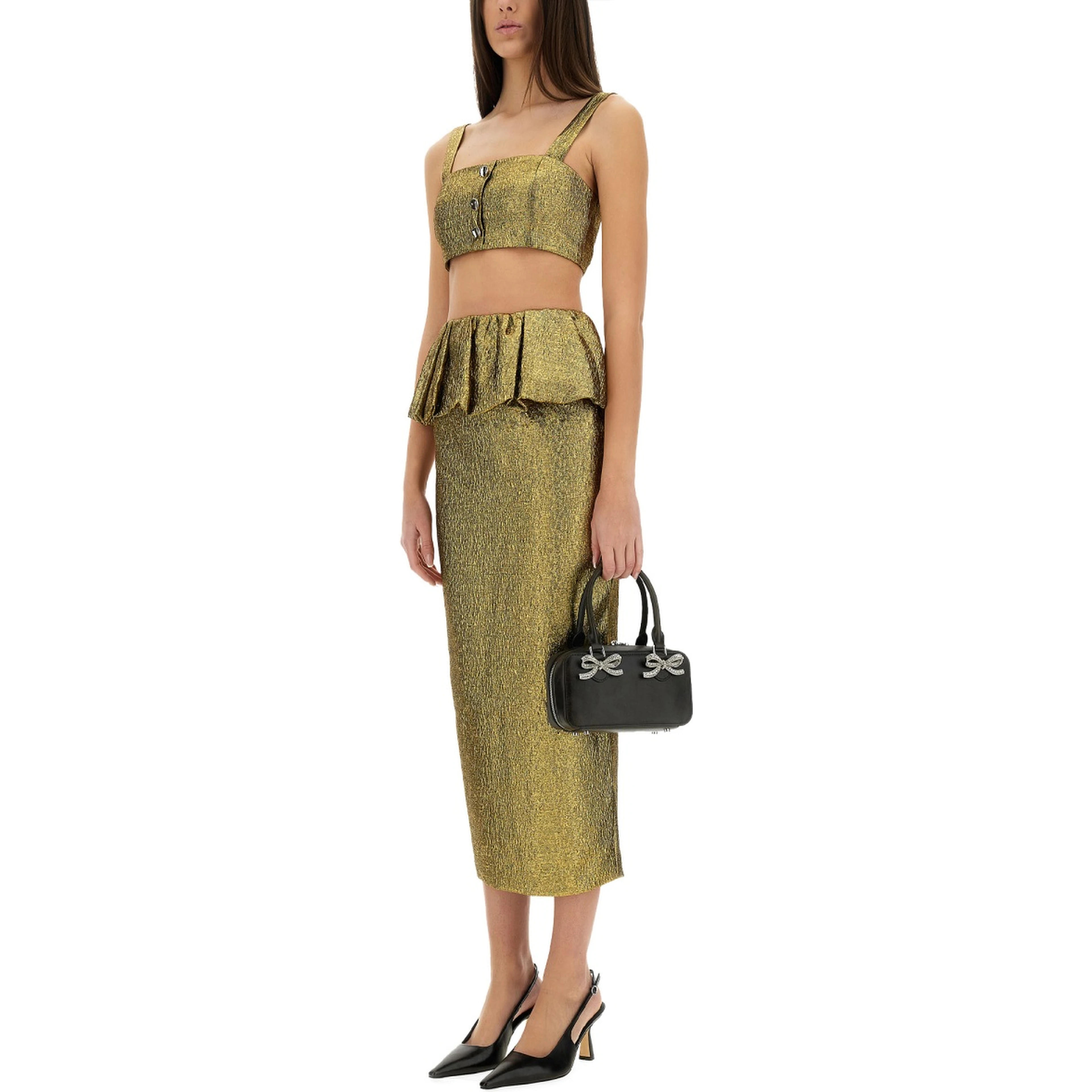METALLIC JACQUARD CROP TOP