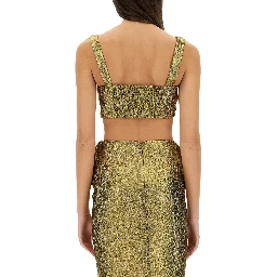 METALLIC JACQUARD CROP TOP