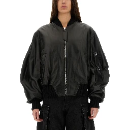 LEATHER BOMBER JACKET