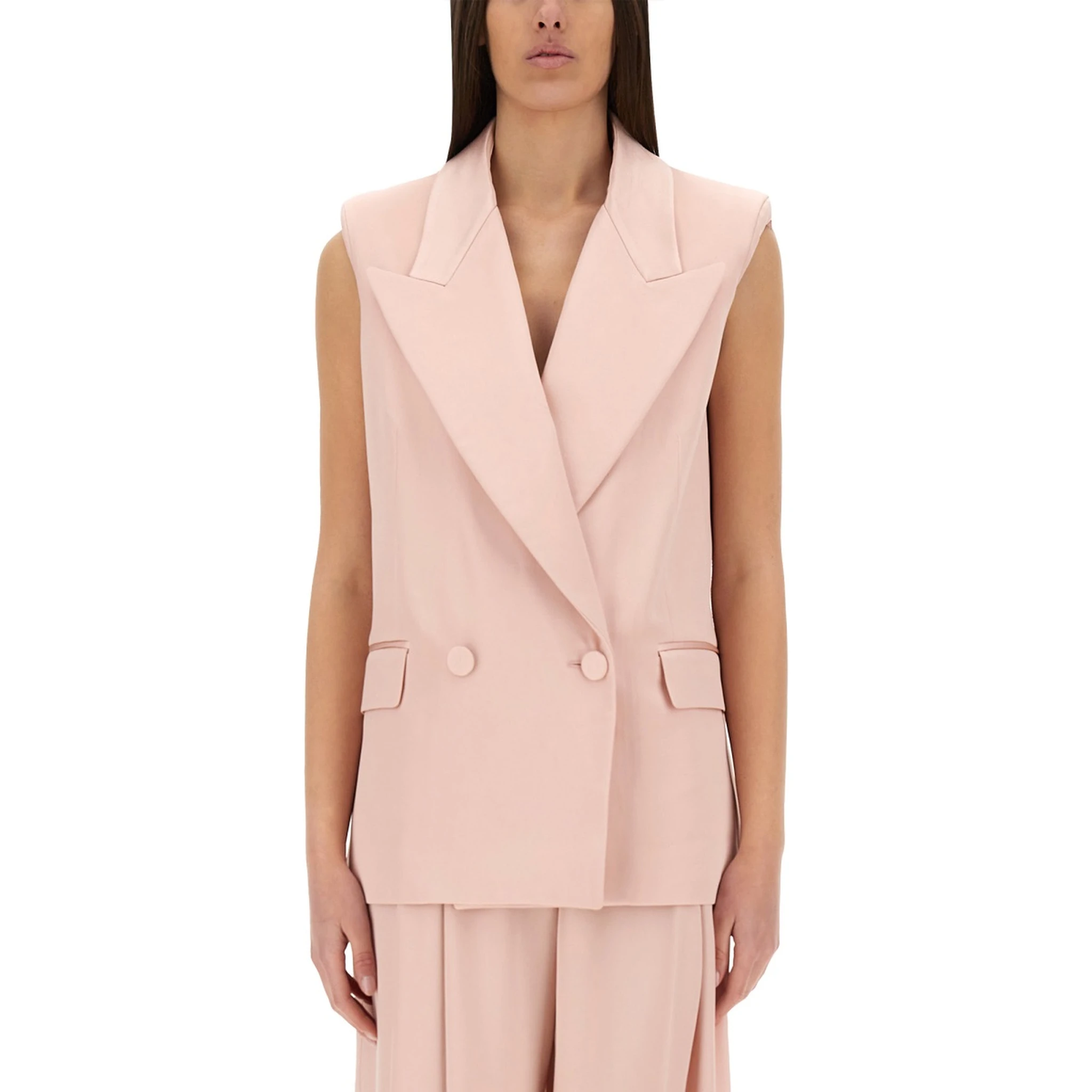 جاكيت بدون أكمام بصفين من الأزرار