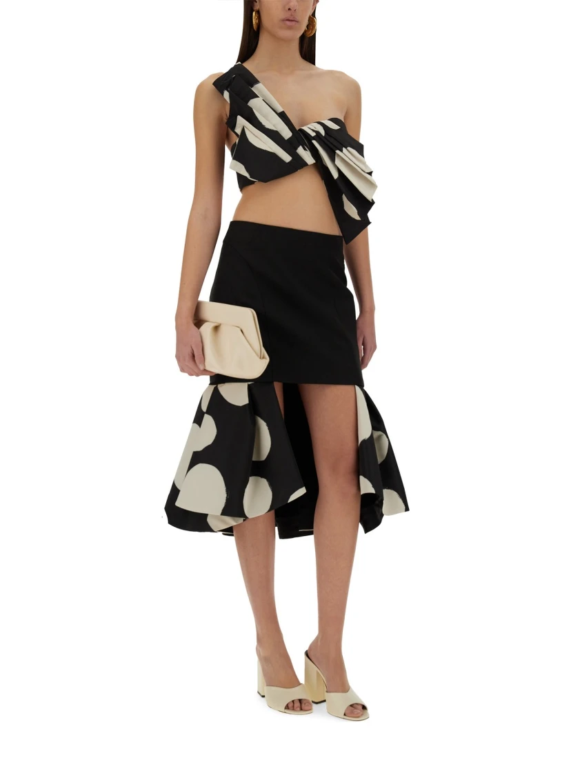 MIDI SKIRT WITH DOUBLE RUFFLES