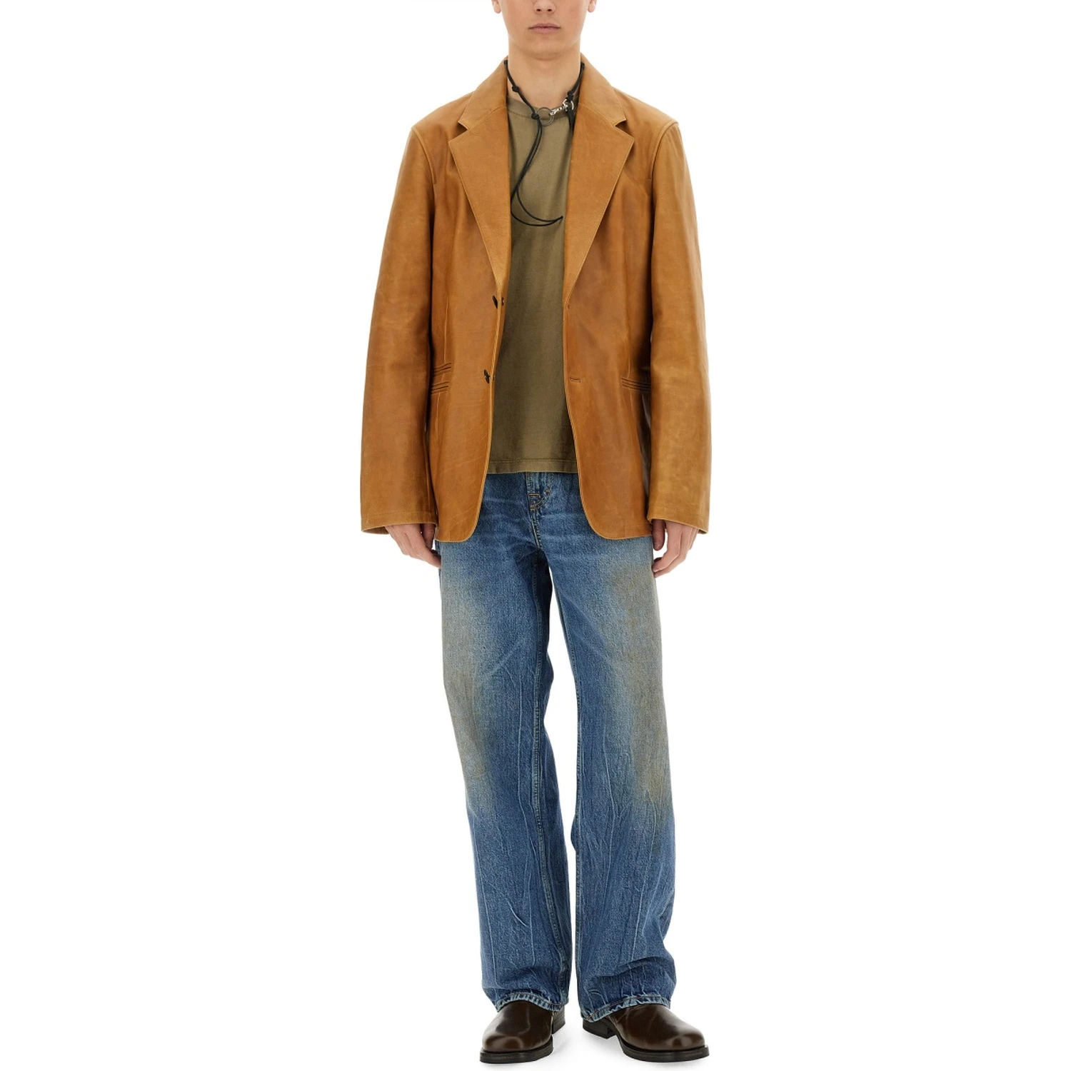 LEATHER OPENING BLAZER