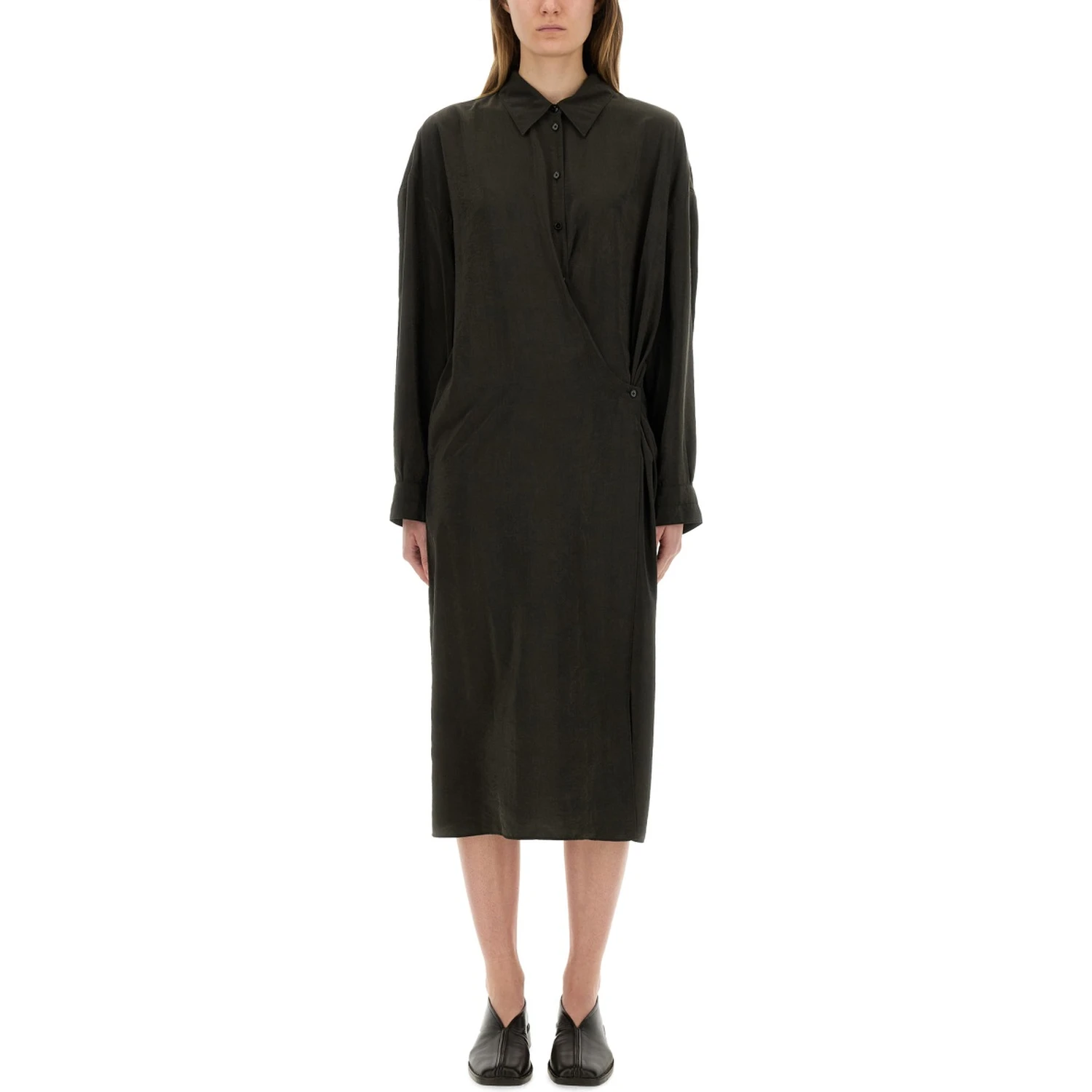"STRAIGHT COLLAR TWISTED" DRESS