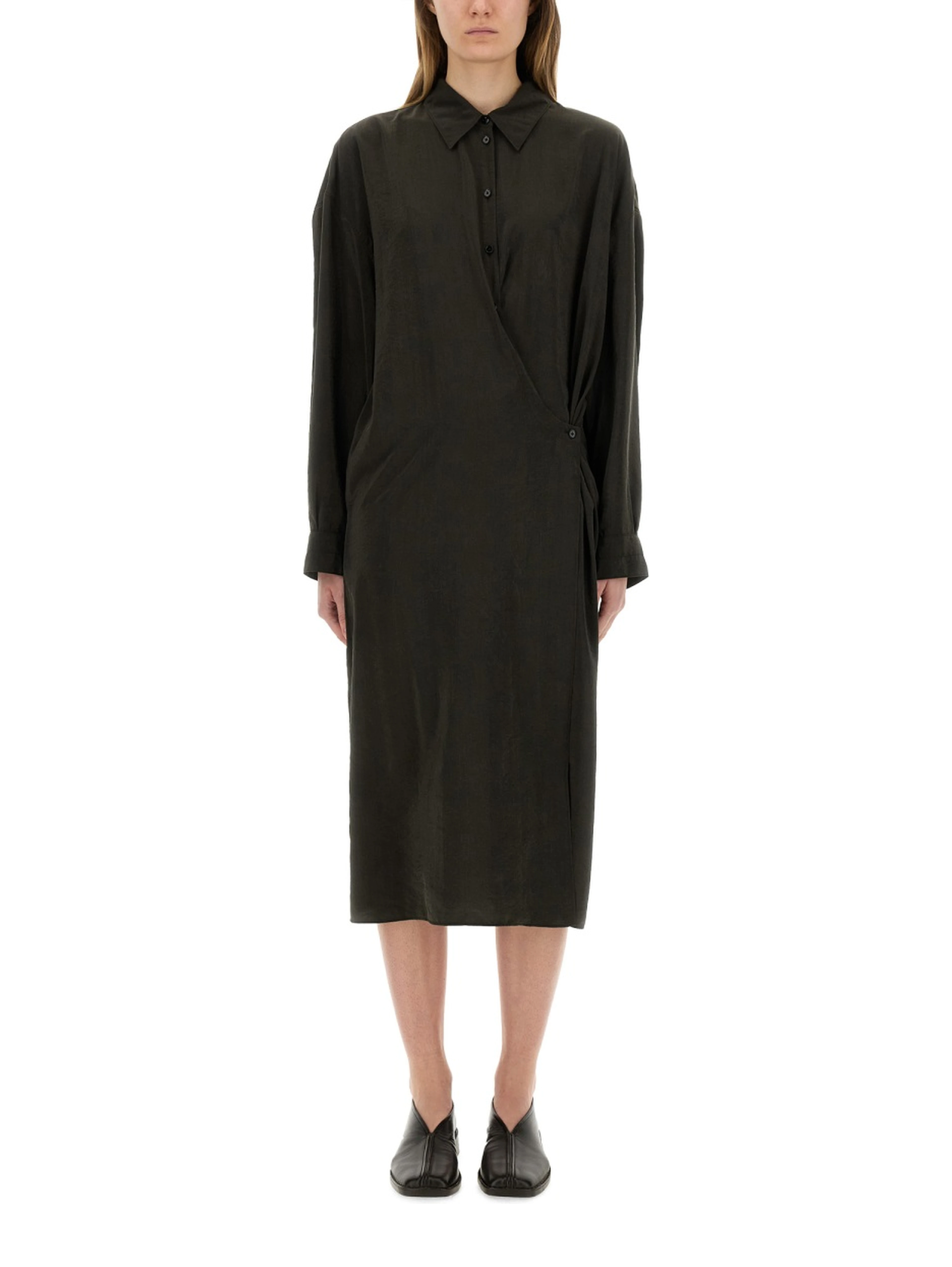 "STRAIGHT COLLAR TWISTED" DRESS