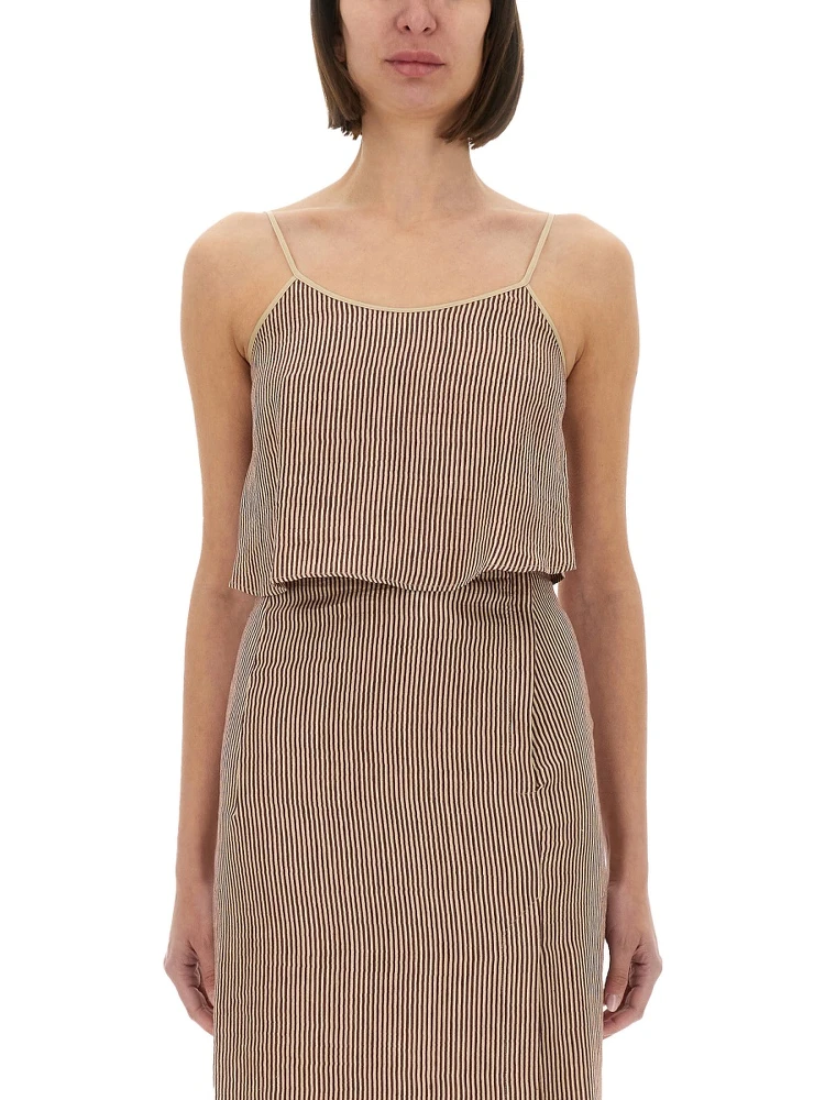 "MICRO STRIPE" TOP WITH LACES