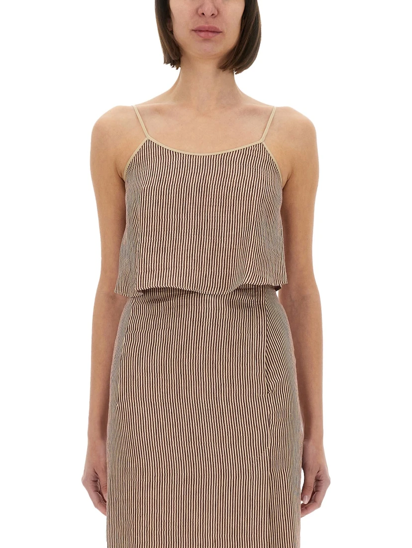 "MICRO STRIPE" TOP WITH LACES