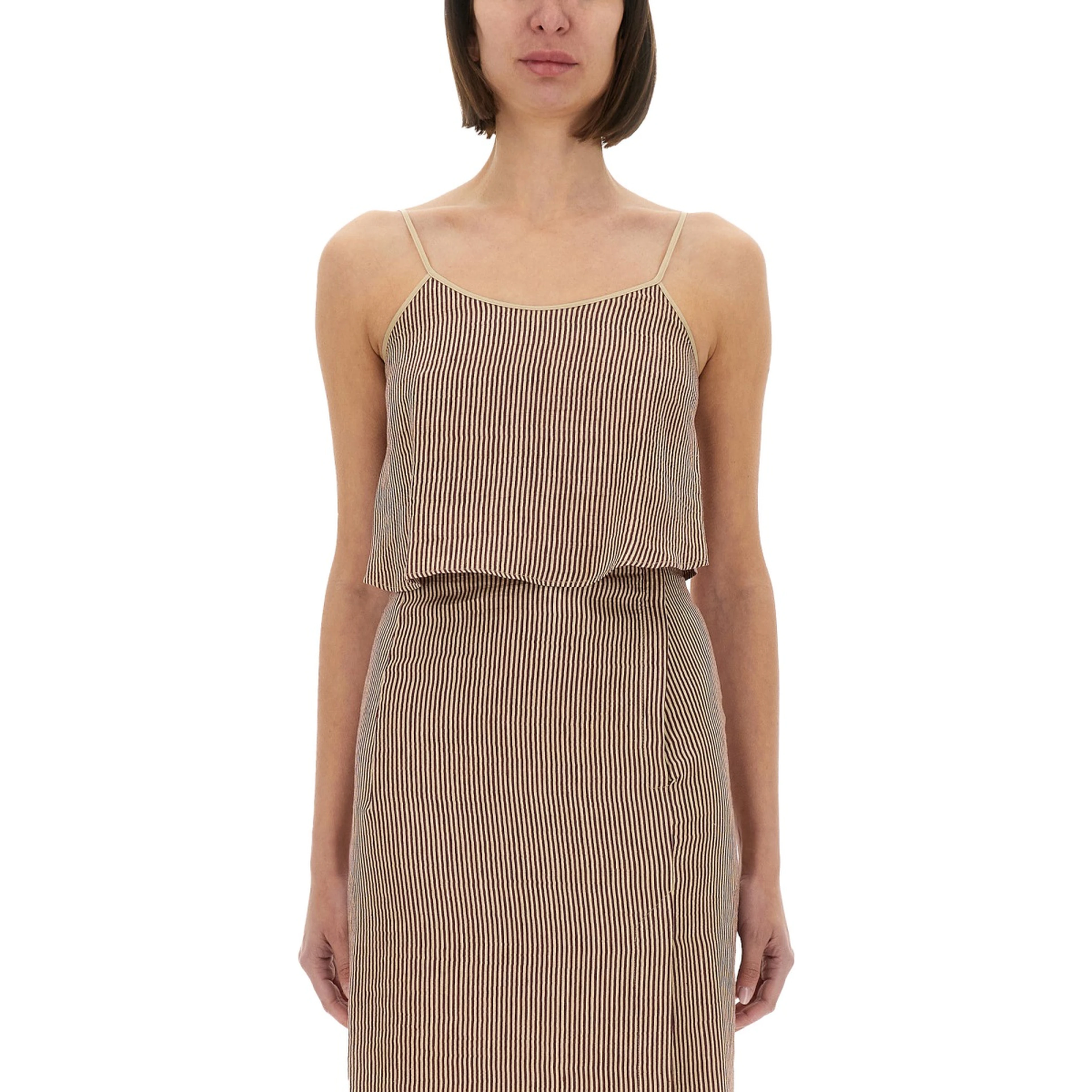 "MICRO STRIPE" TOP WITH LACES