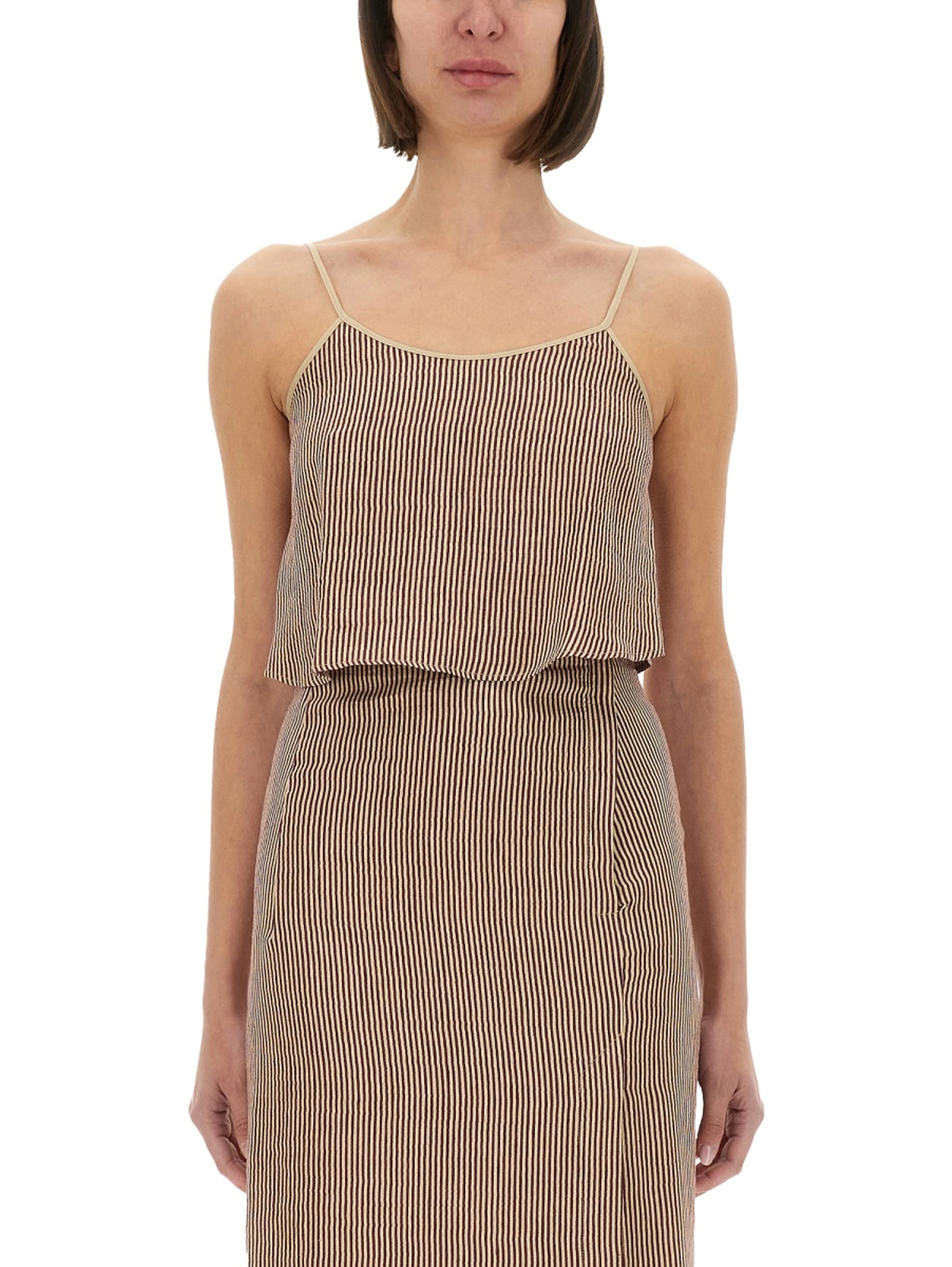 "MICRO STRIPE" TOP WITH LACES