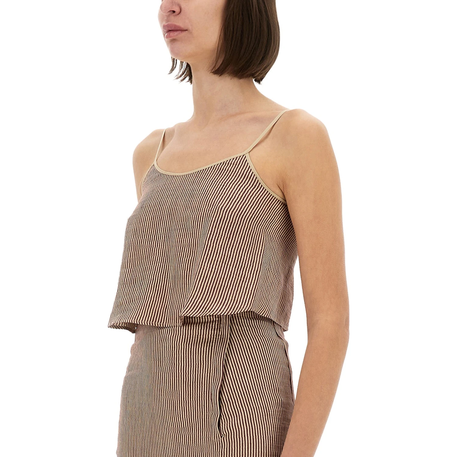"MICRO STRIPE" TOP WITH LACES
