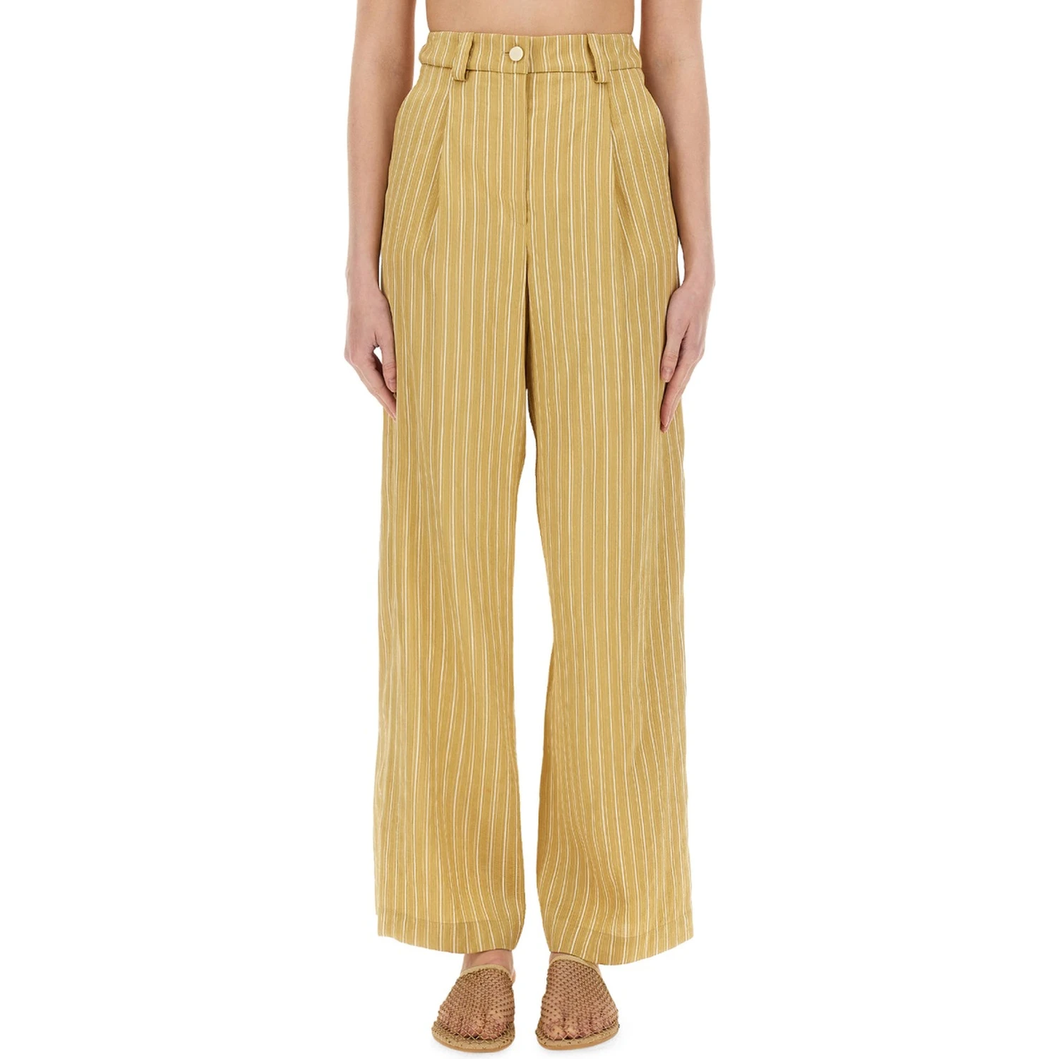 STRIPED SATIN TAILORED PANTS