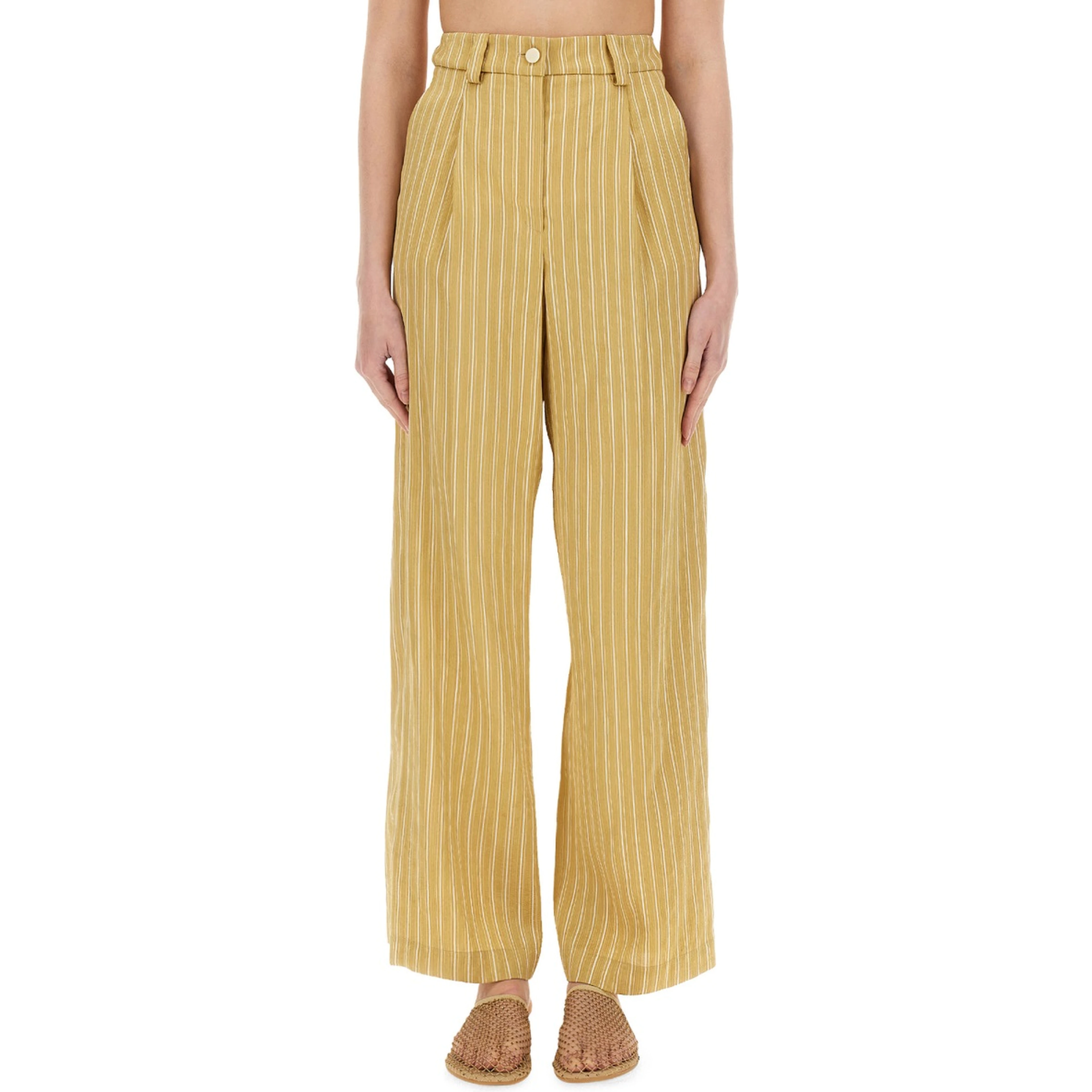 STRIPED SATIN TAILORED PANTS
