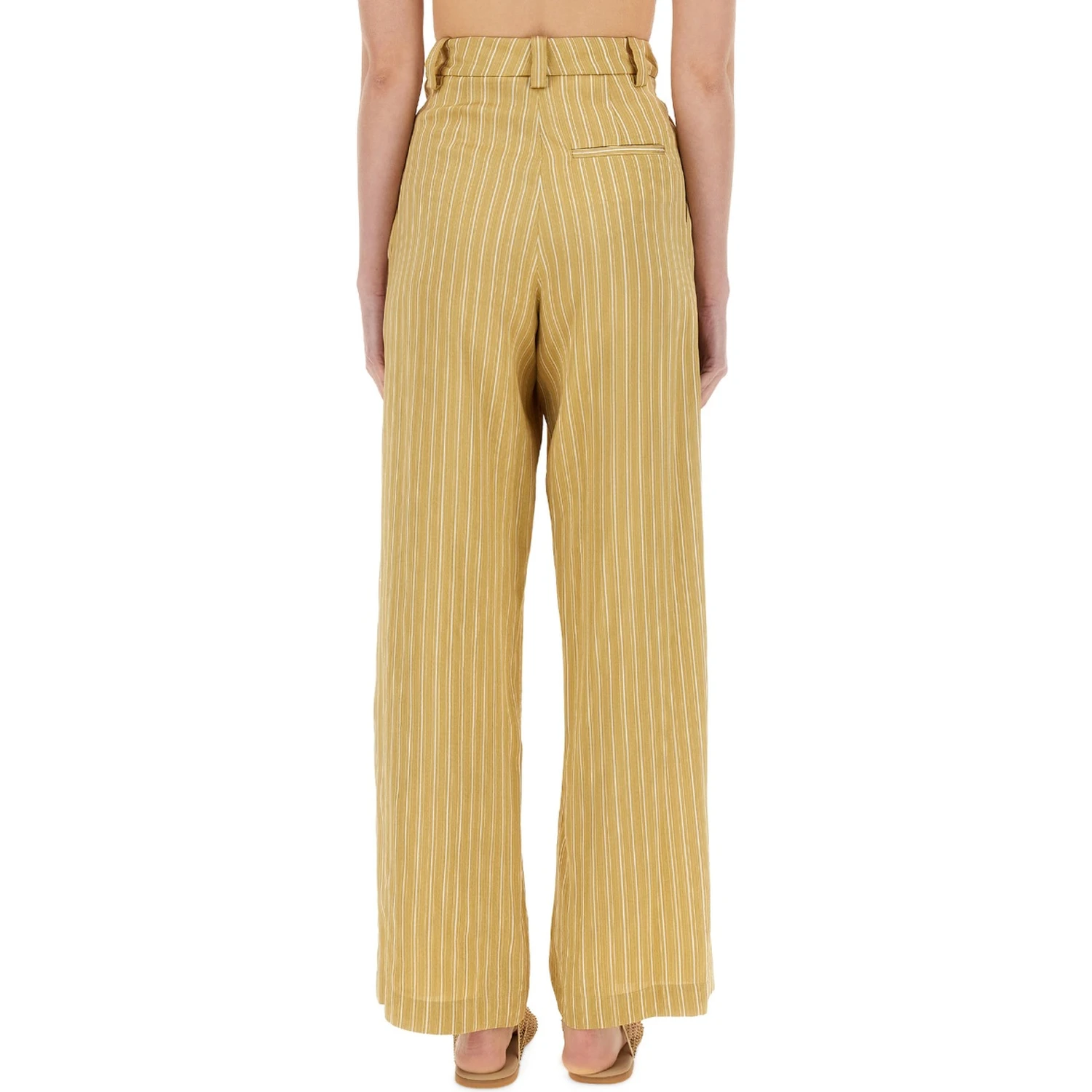 STRIPED SATIN TAILORED PANTS