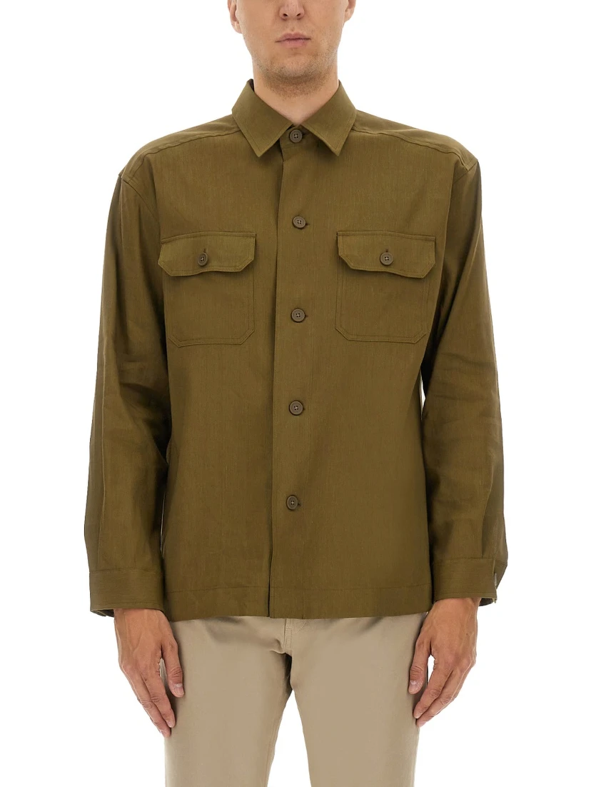 STRETCH LINEN AND VISCOSE SHIRT