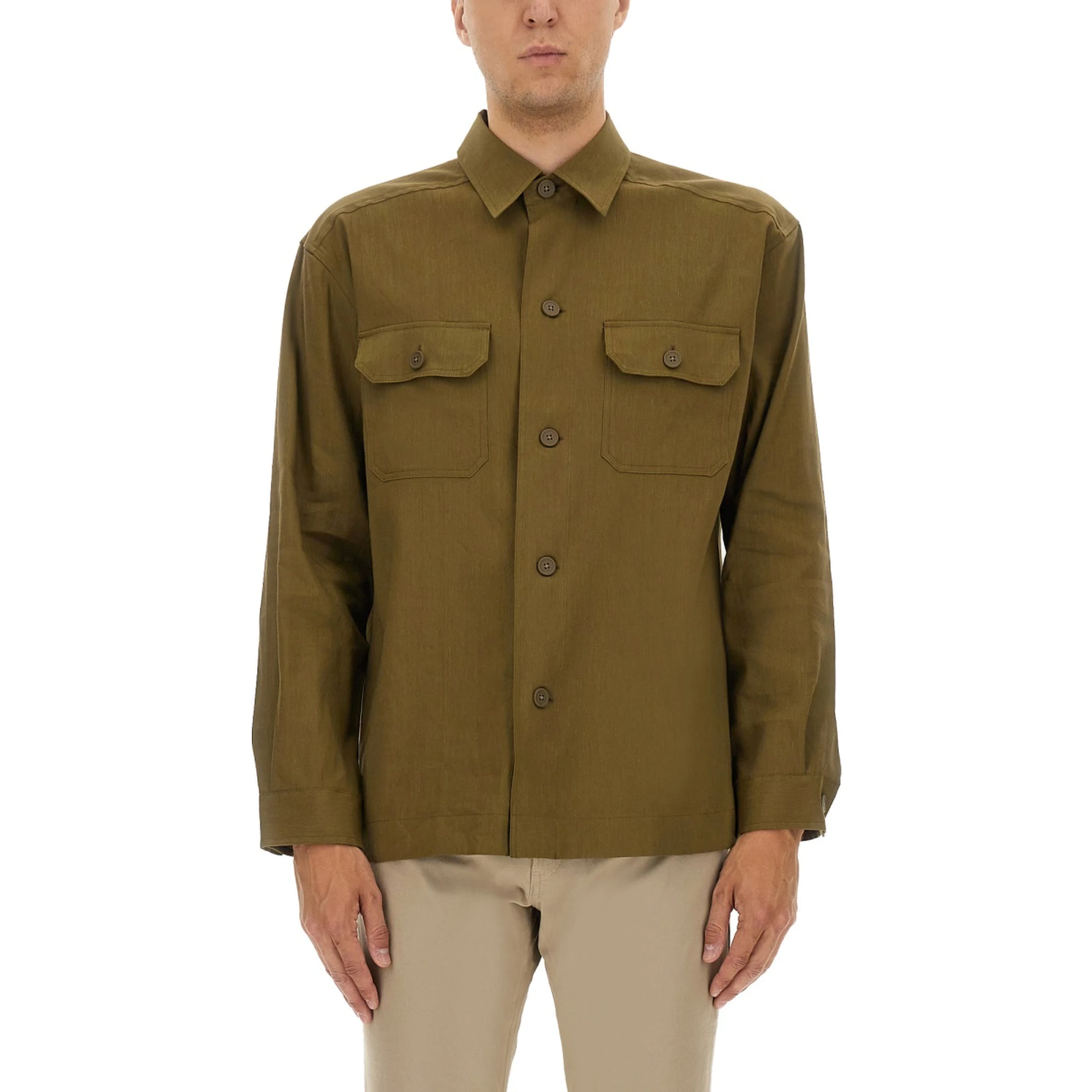 STRETCH LINEN AND VISCOSE SHIRT