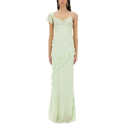 LONG DRESS WITH FLORAL APPLIQUÉS