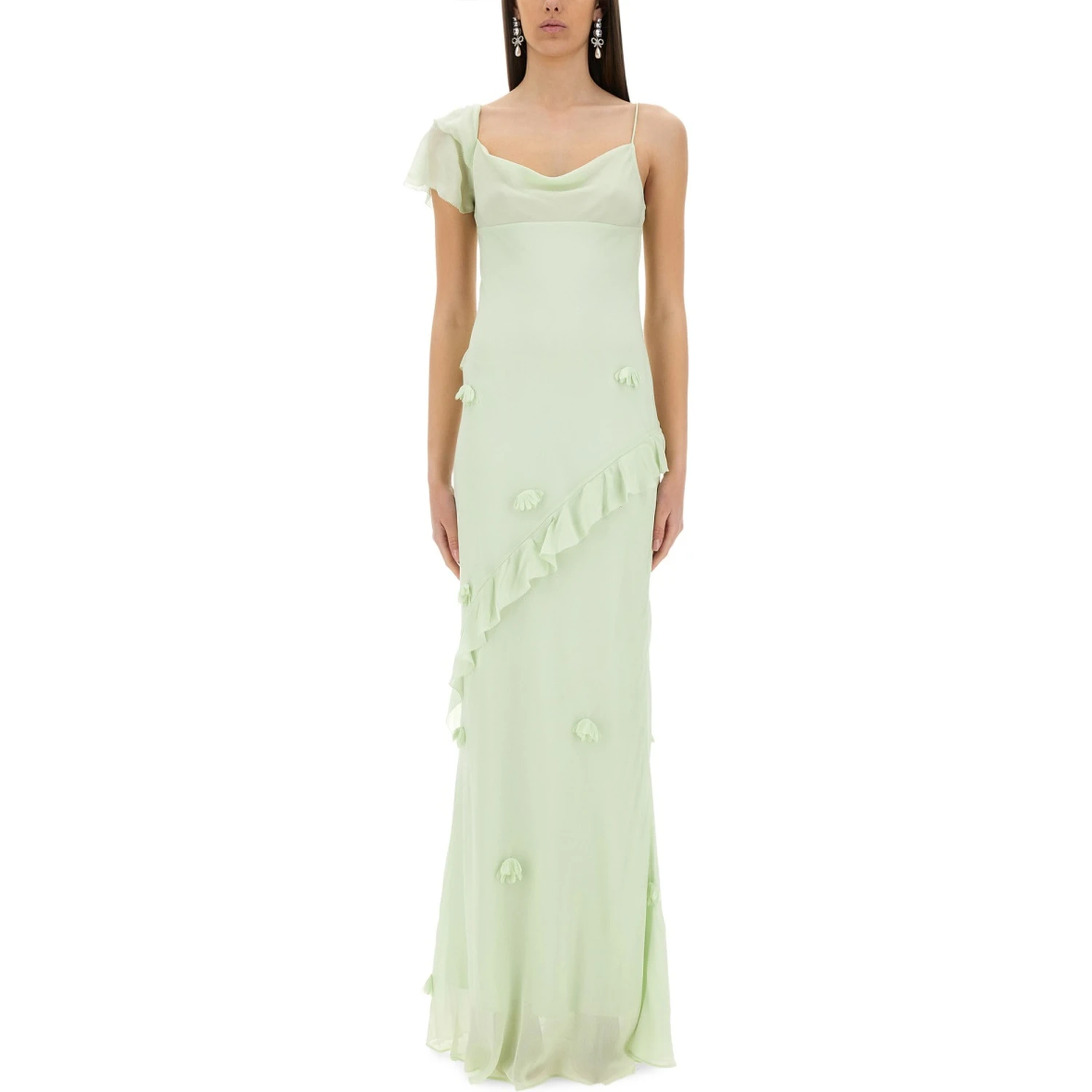 LONG DRESS WITH FLORAL APPLIQUÉS