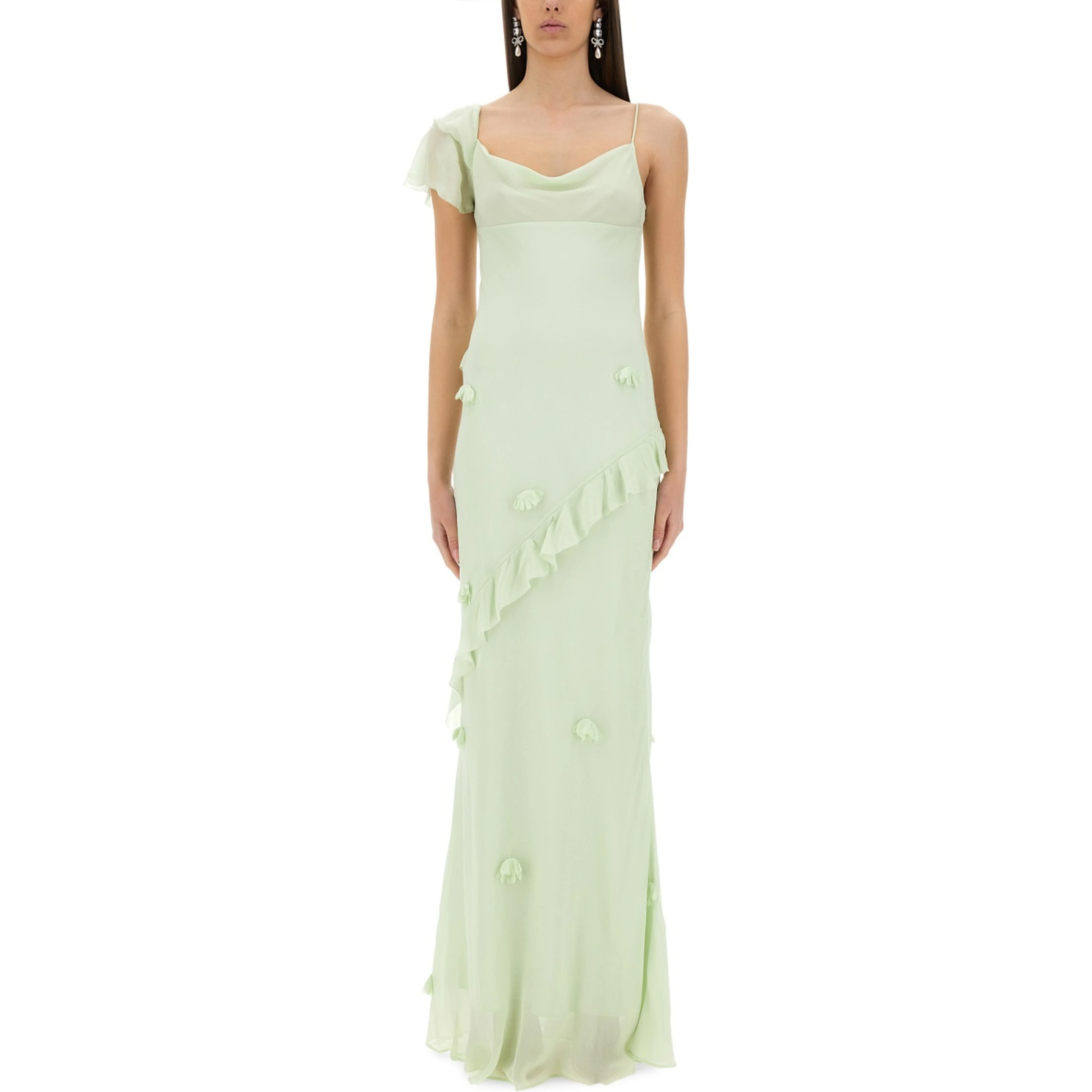 LONG DRESS WITH FLORAL APPLIQUÉS