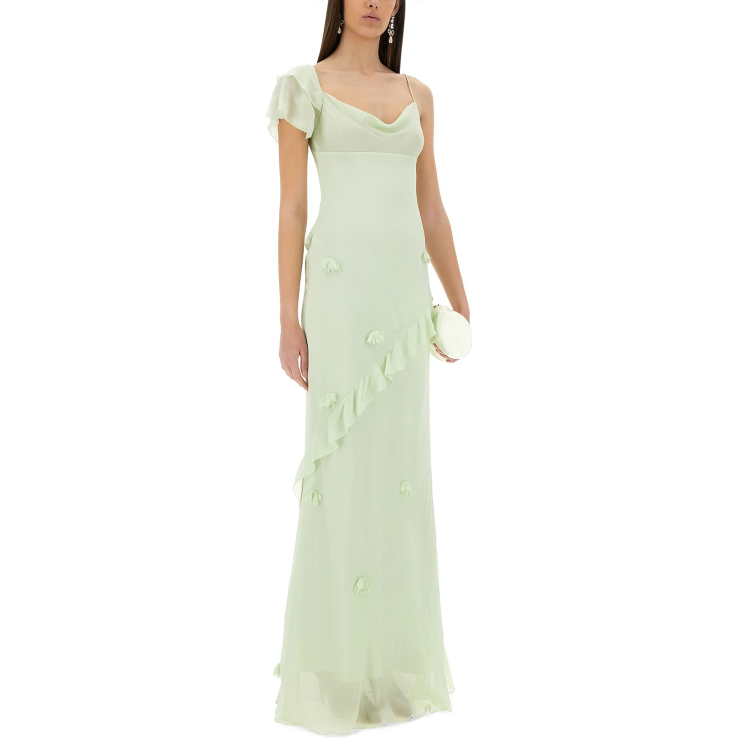 LONG DRESS WITH FLORAL APPLIQUÉS
