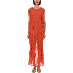METALLIC GAUZE LONGUETTE DRESS