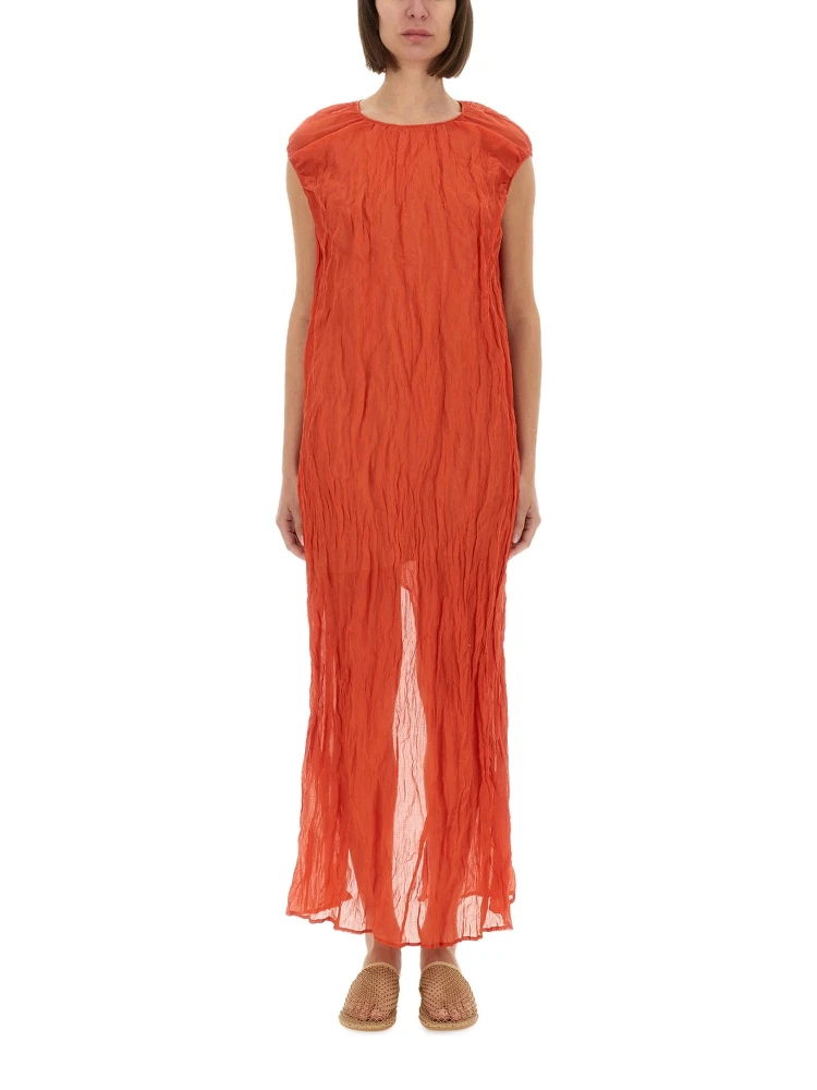 METALLIC GAUZE LONGUETTE DRESS