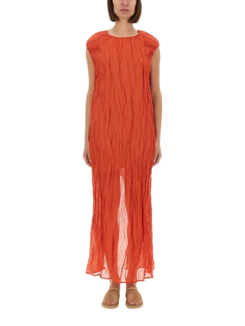 METALLIC GAUZE LONGUETTE DRESS