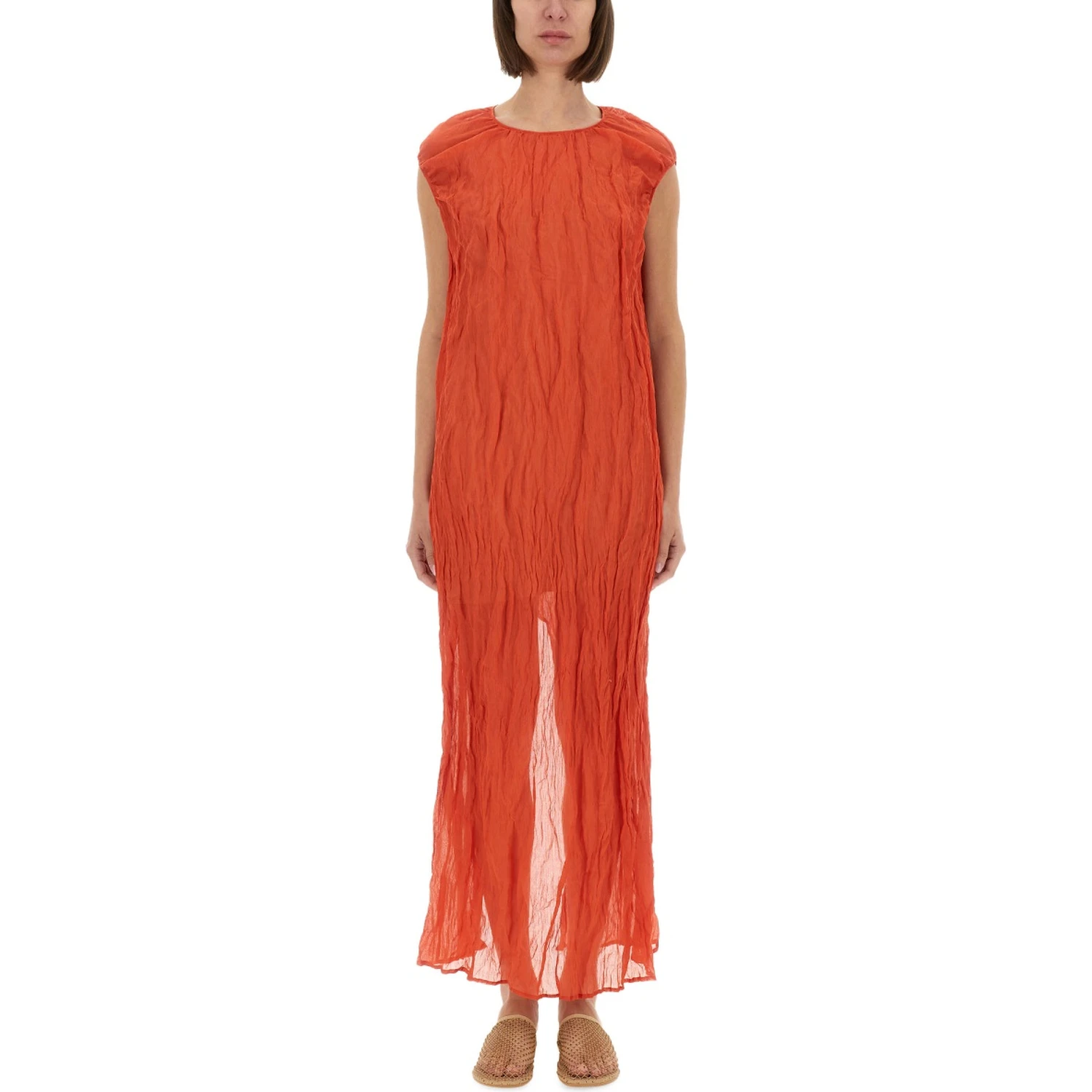 METALLIC GAUZE LONGUETTE DRESS