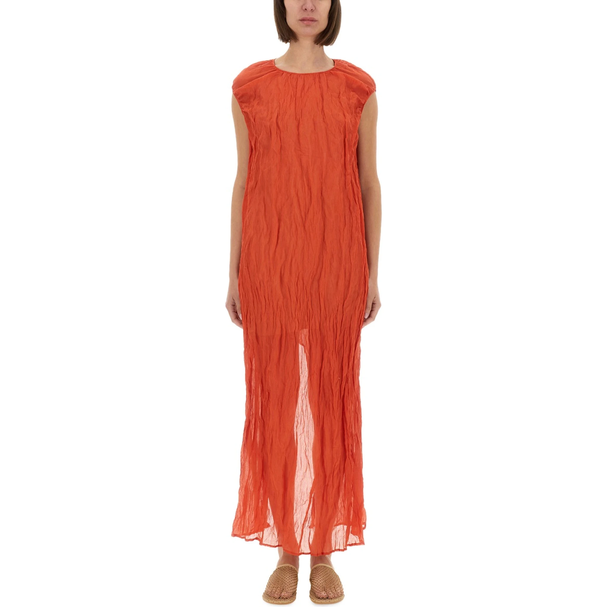 METALLIC GAUZE LONGUETTE DRESS