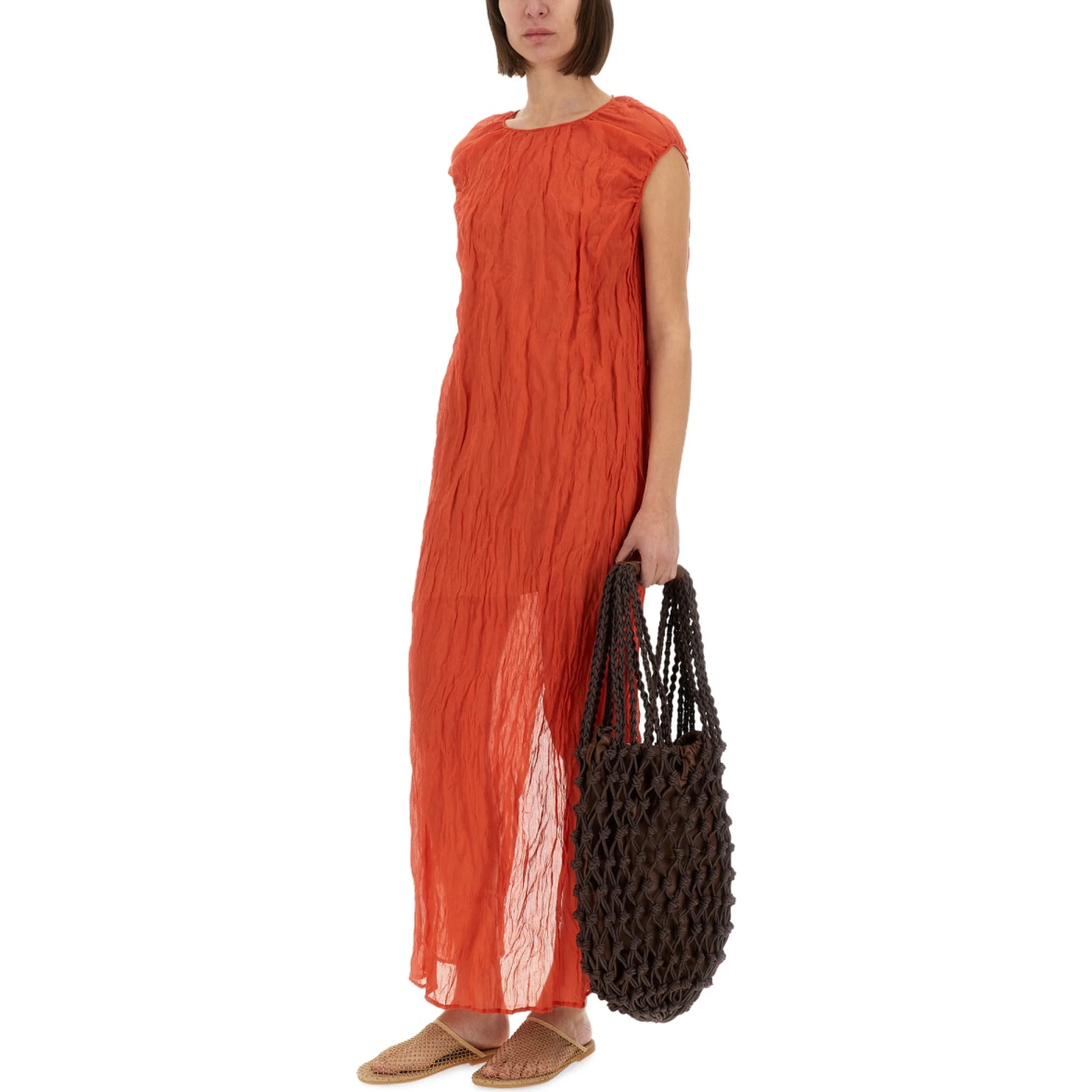METALLIC GAUZE LONGUETTE DRESS