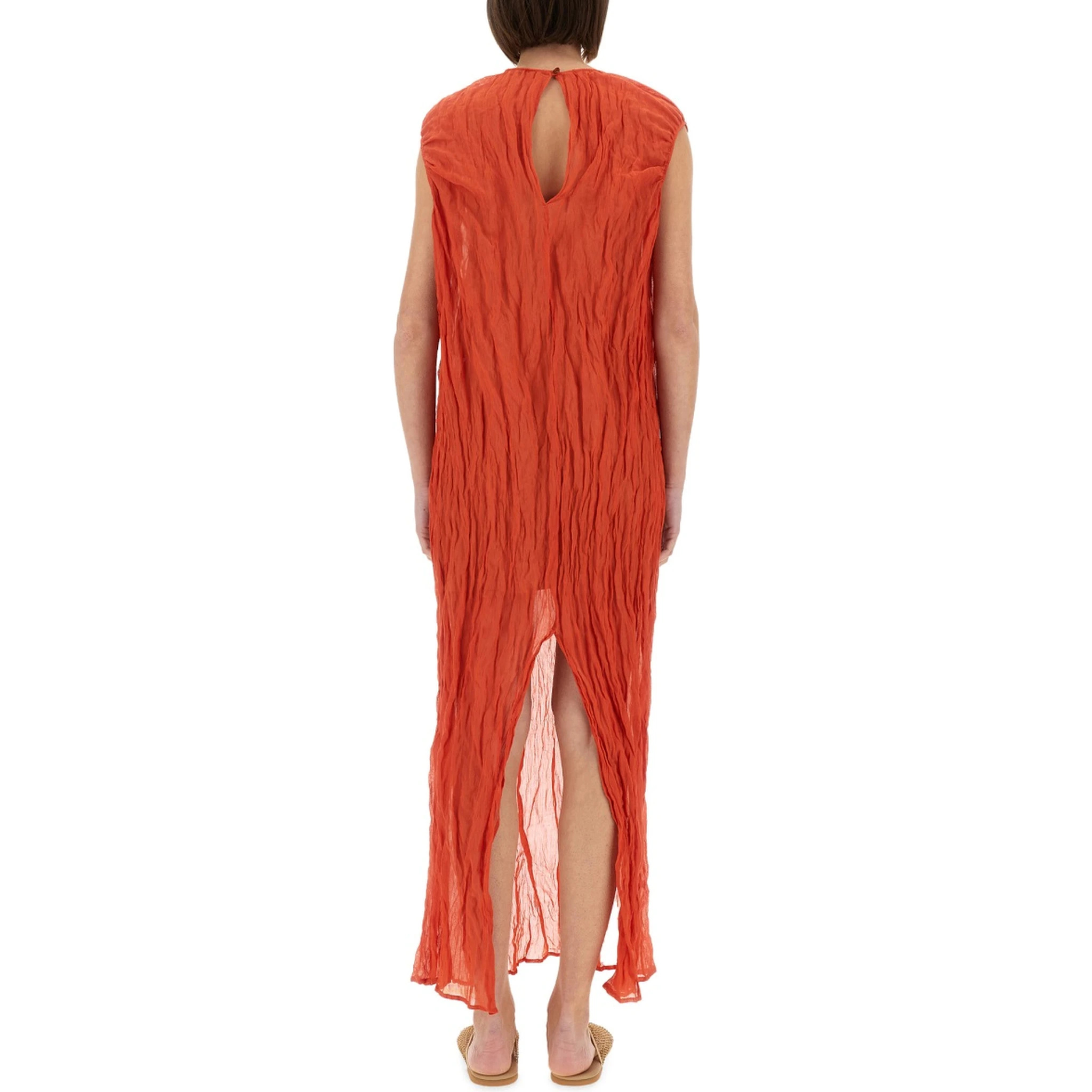 METALLIC GAUZE LONGUETTE DRESS