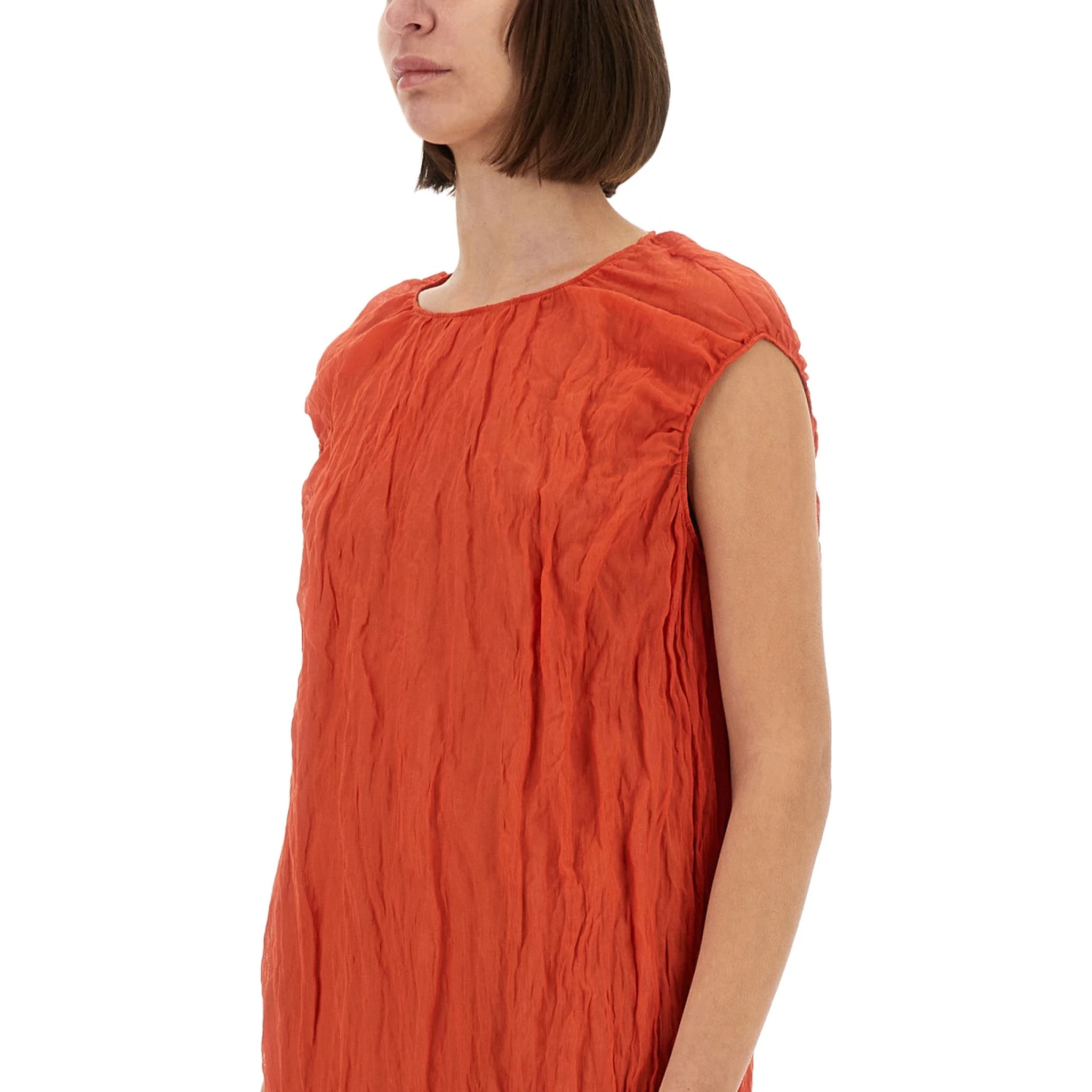 METALLIC GAUZE LONGUETTE DRESS