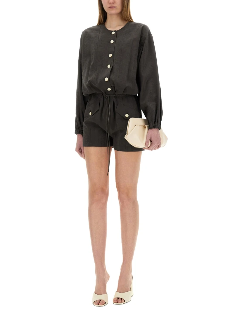 SHORT SILK CANVAS JUMPSUIT