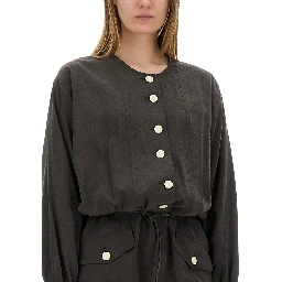 SHORT SILK CANVAS JUMPSUIT