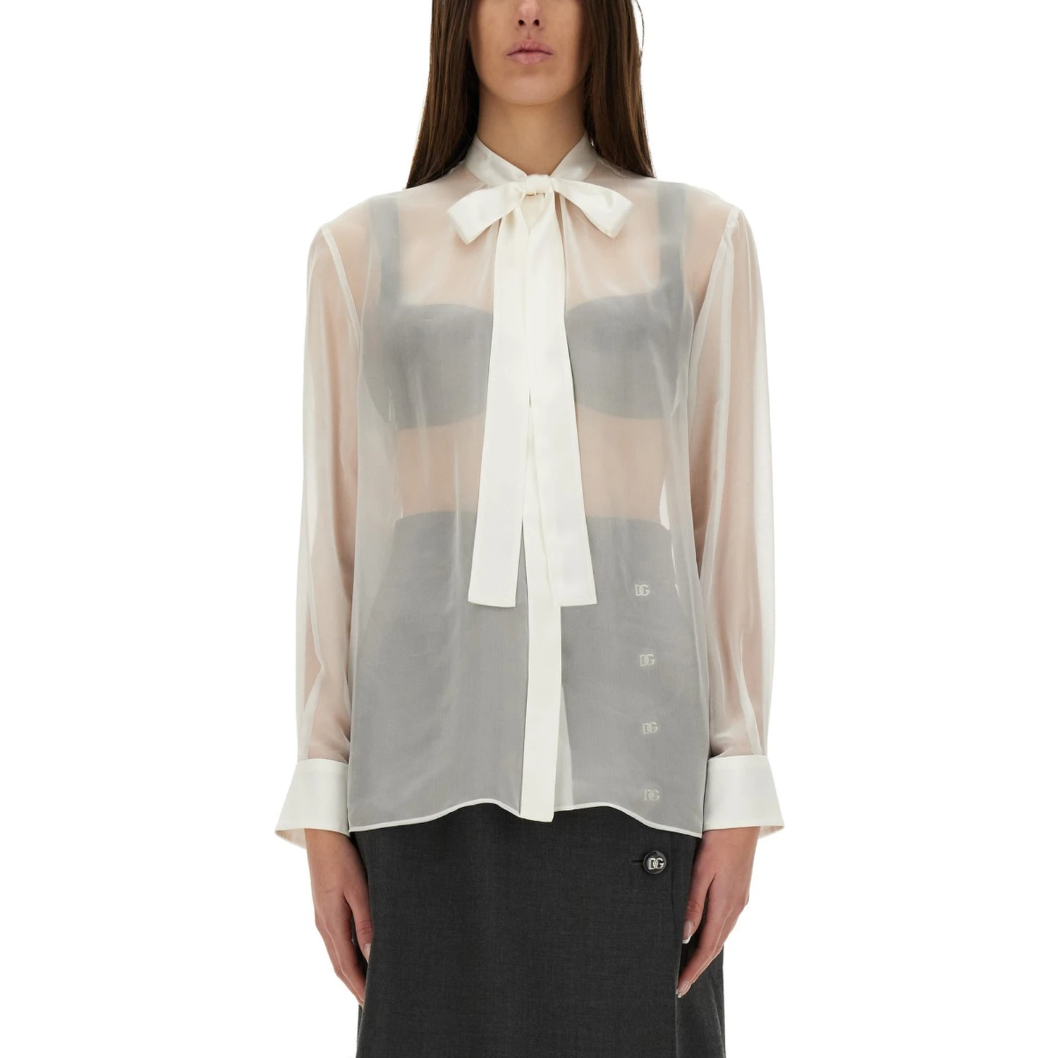 CHIFFON SHIRT WITH BOW