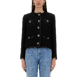 SINGLE-BREASTED TWEED BOUCLÉ SHORT JACKET