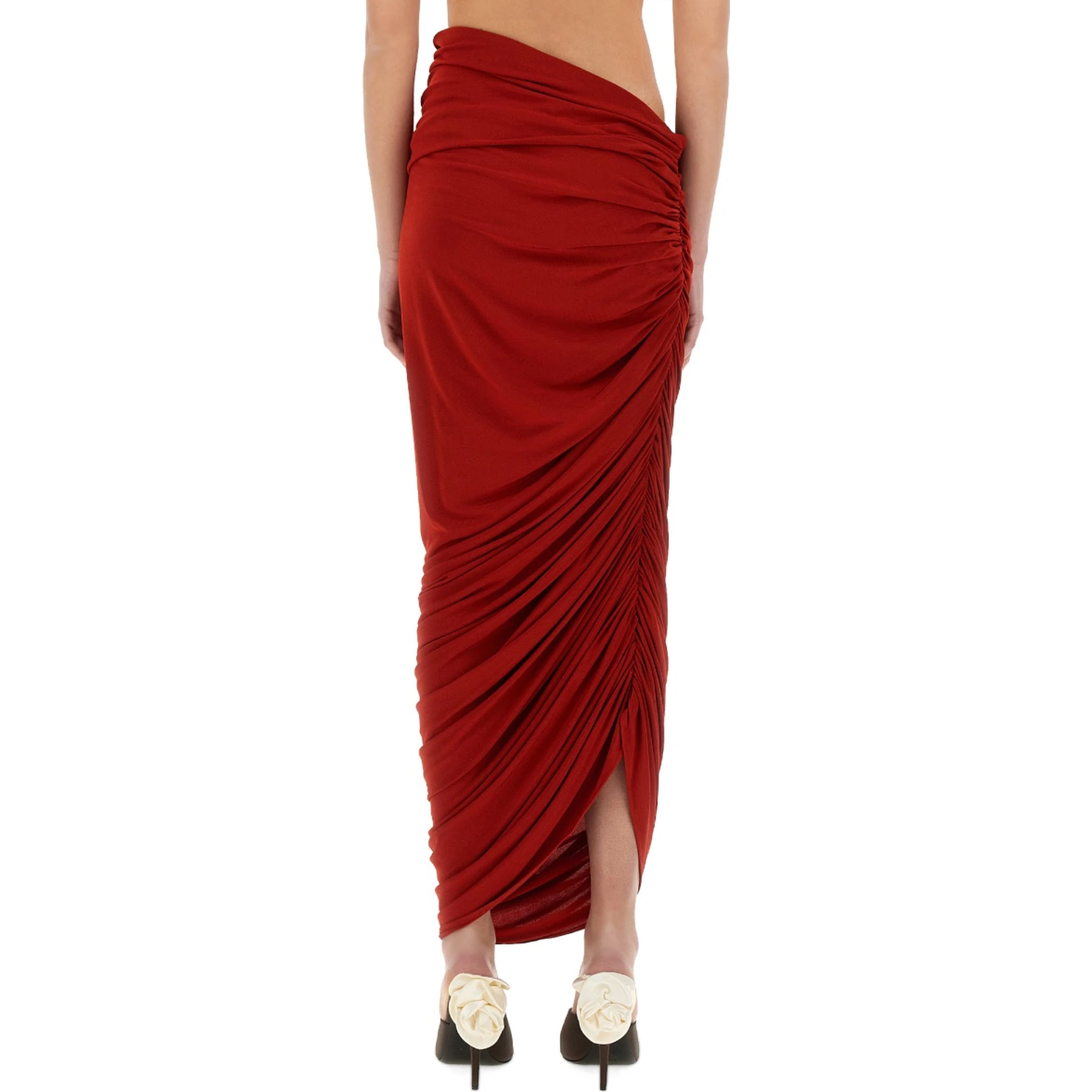 ASYMMETRICAL DRAPED MIDI SKIRT